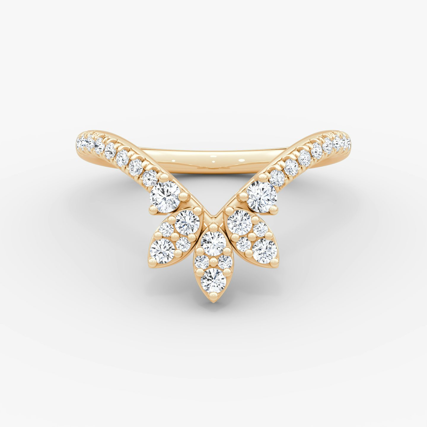 The Petal Crown Band | Round Brilliant | 14k | 14k Rose Gold | Band: Pavé