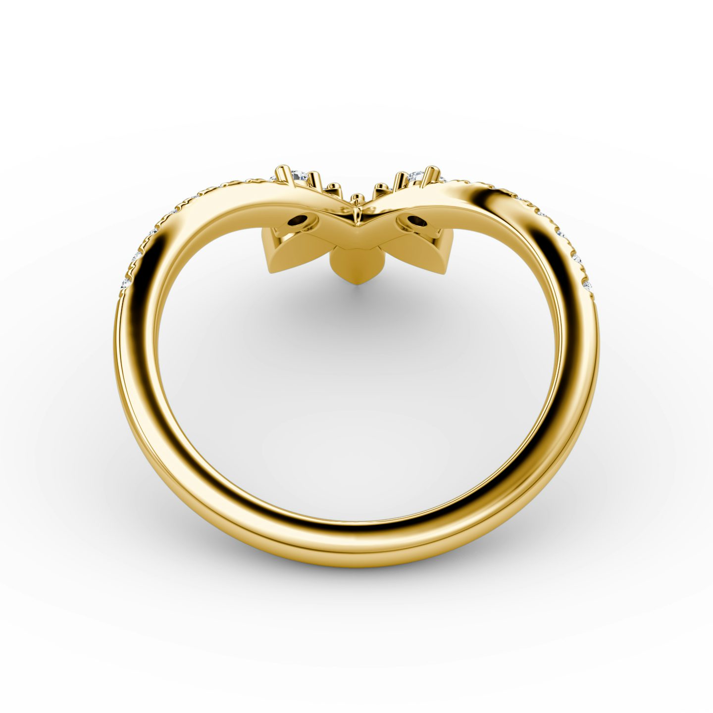 La Bague Petal Crown | Rond Brillant | 18k | Or jaune 18 carats | Anneau: Pavé