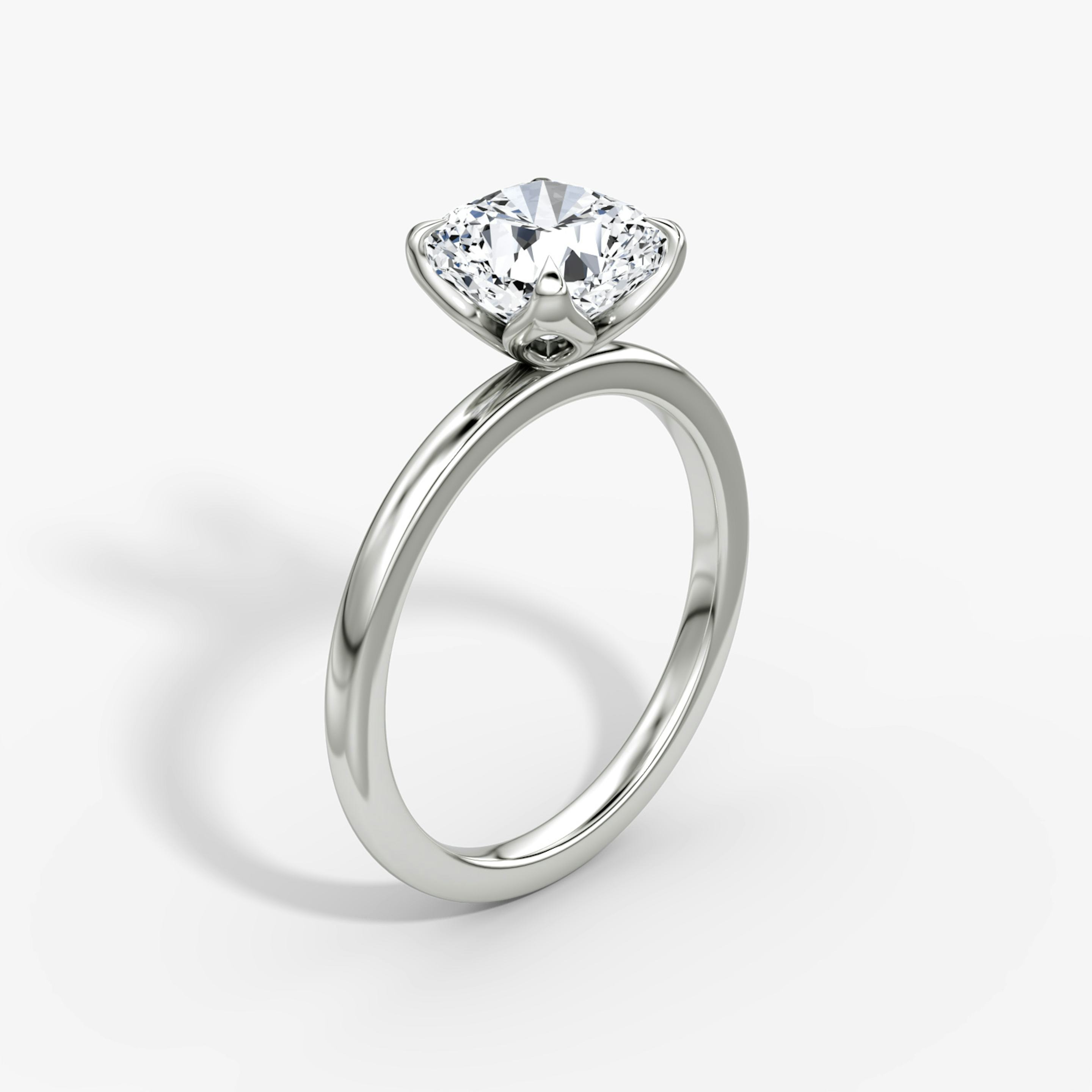 The Classic Petal | Pavé Cushion | 18k | 18k White Gold | Band: Plain | Diamond orientation: vertical | Carat weight: See full inventory