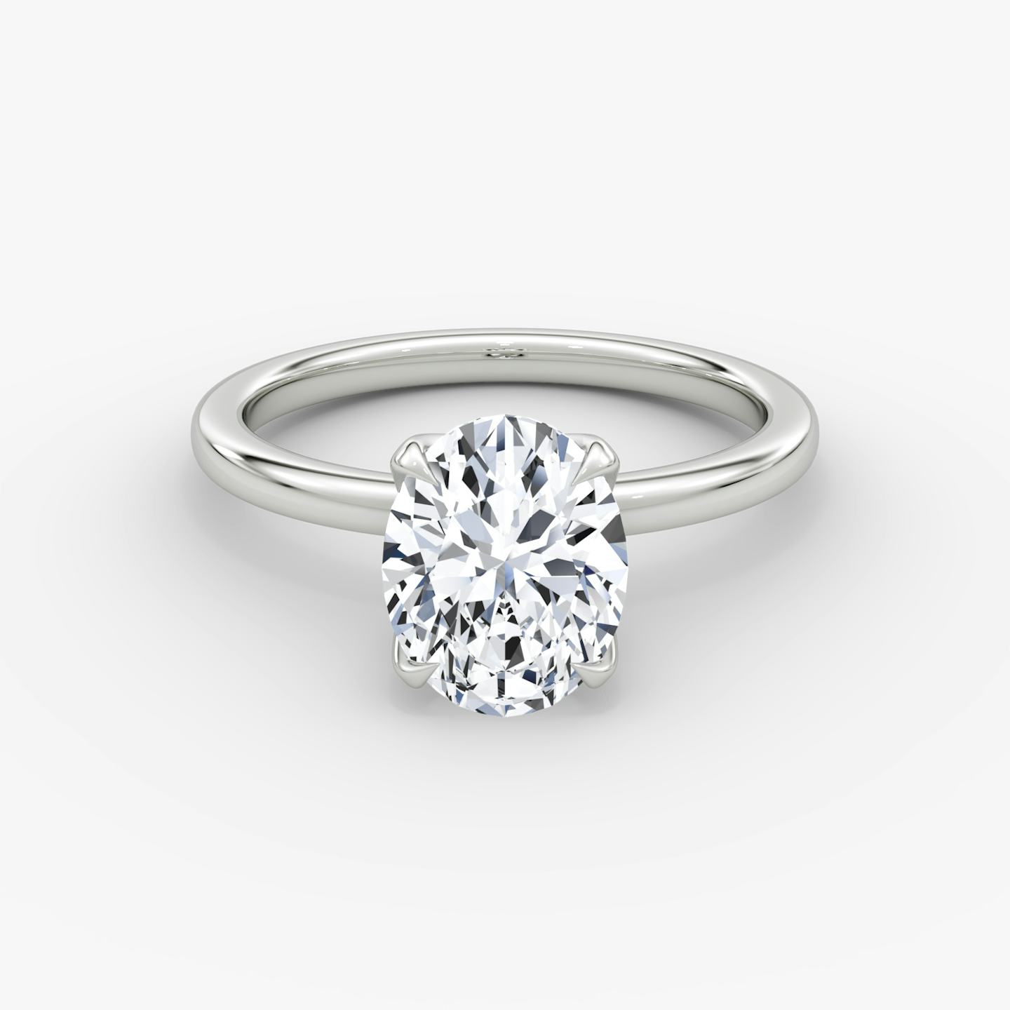 The Classic Petal | Oval | Platinum | Band: Plain | Diamond orientation: vertical | Carat weight: See full inventory