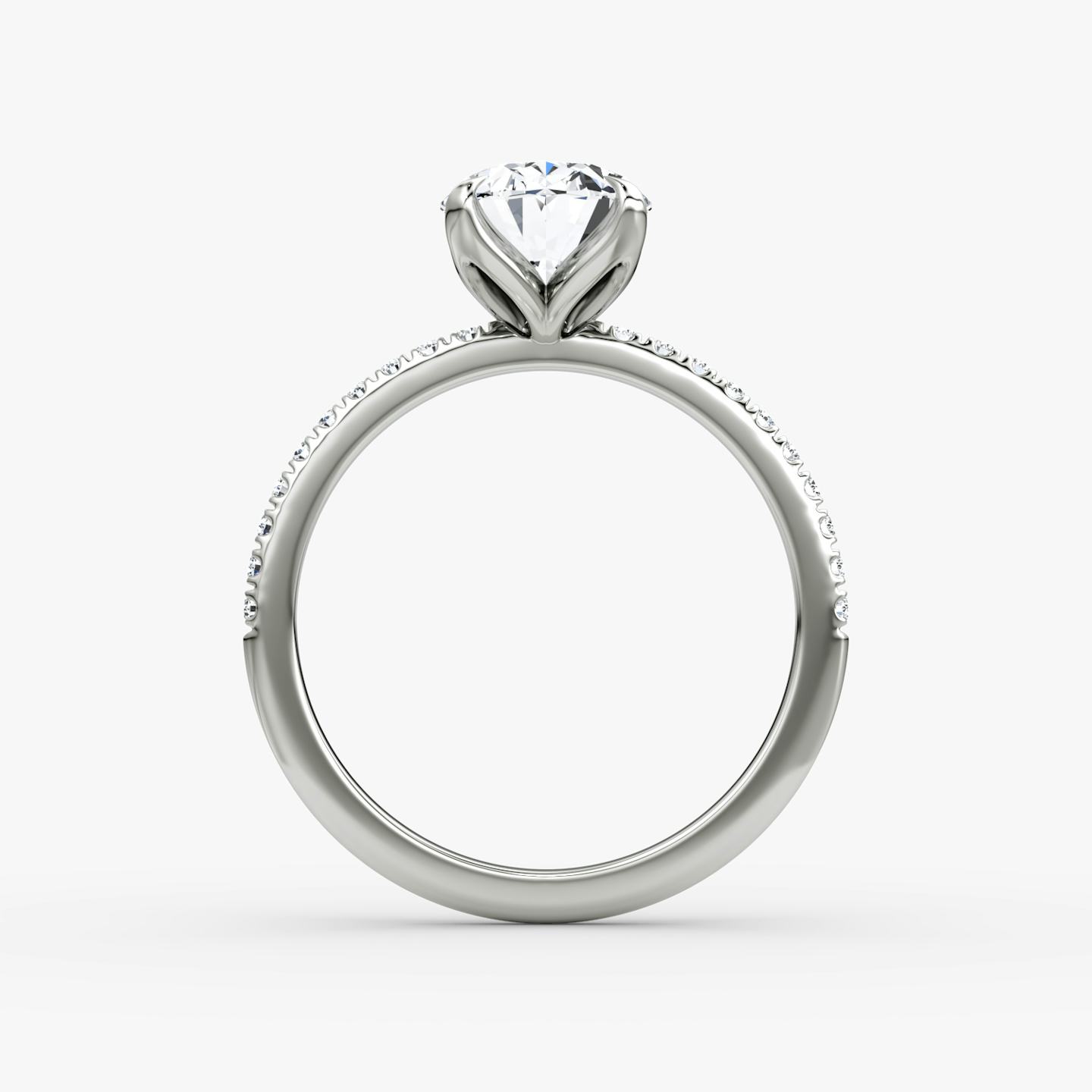 The Classic Petal | Oval | Platinum | Band: Pavé | Diamond orientation: vertical | Carat weight: See full inventory