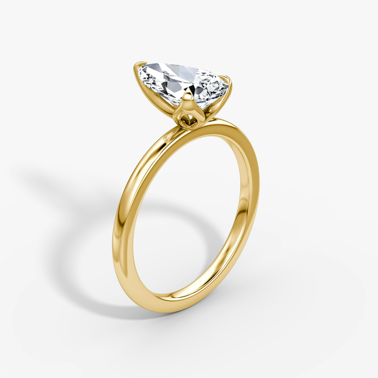 Classic Petal Pear Engagement Ring | 18k Yellow Gold