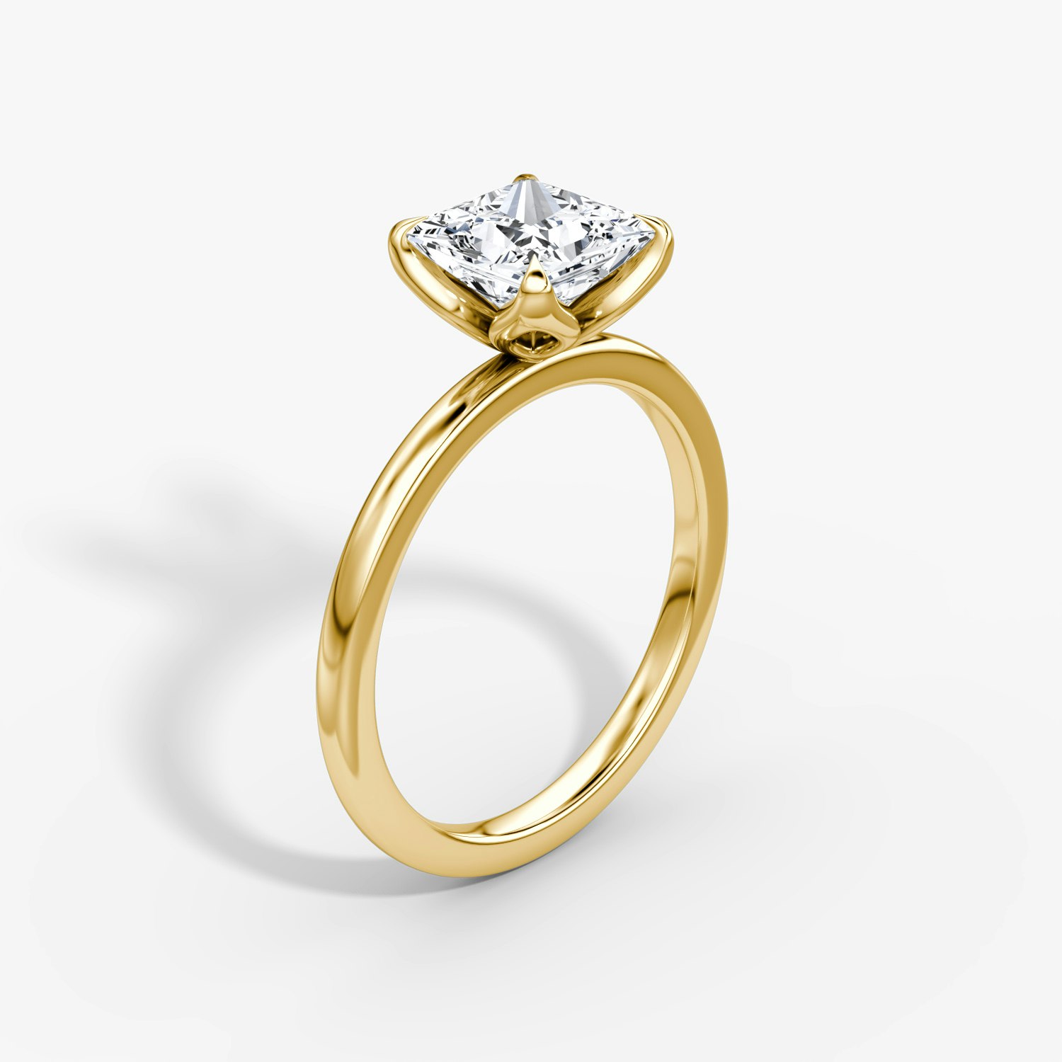 Classic Petal Princess Engagement Ring | 18k Yellow Gold