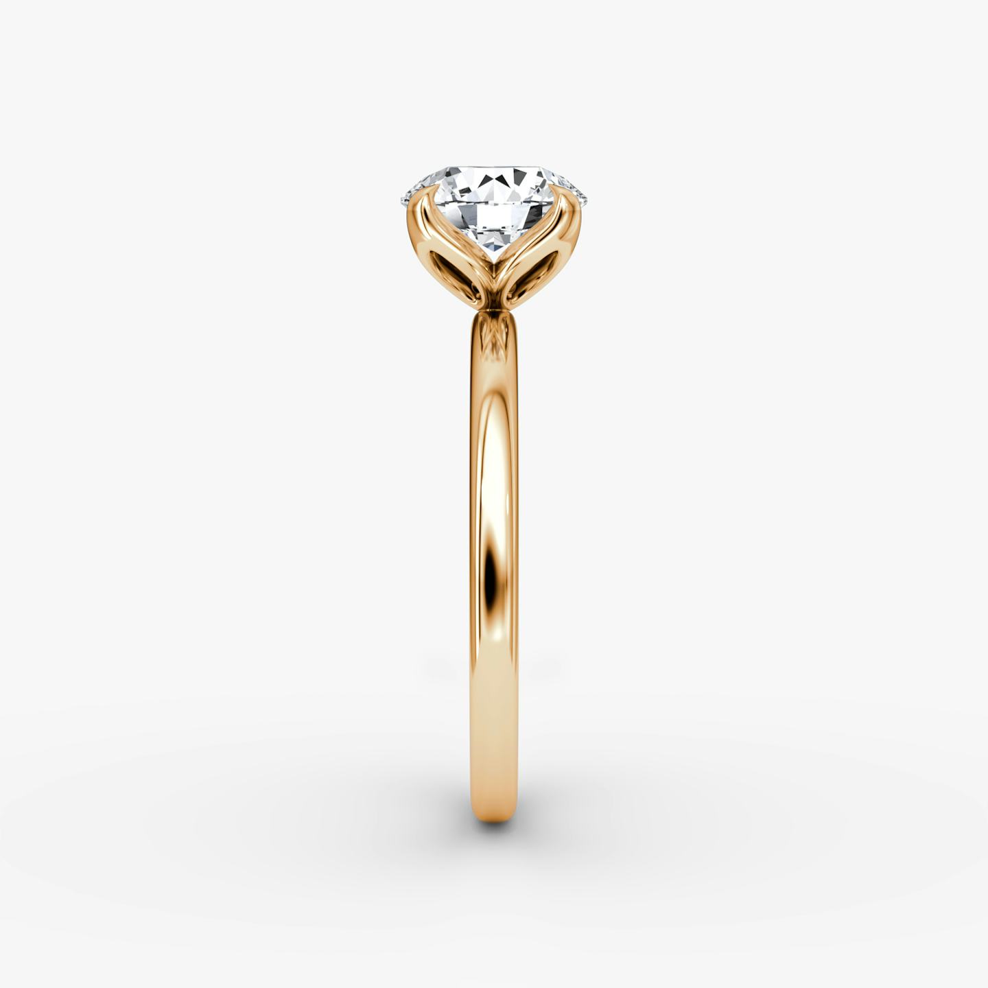 The Classic Petal | Round Brilliant | 14k | 14k Rose Gold | Band: Plain | Carat weight: 1 | Diamond orientation: vertical