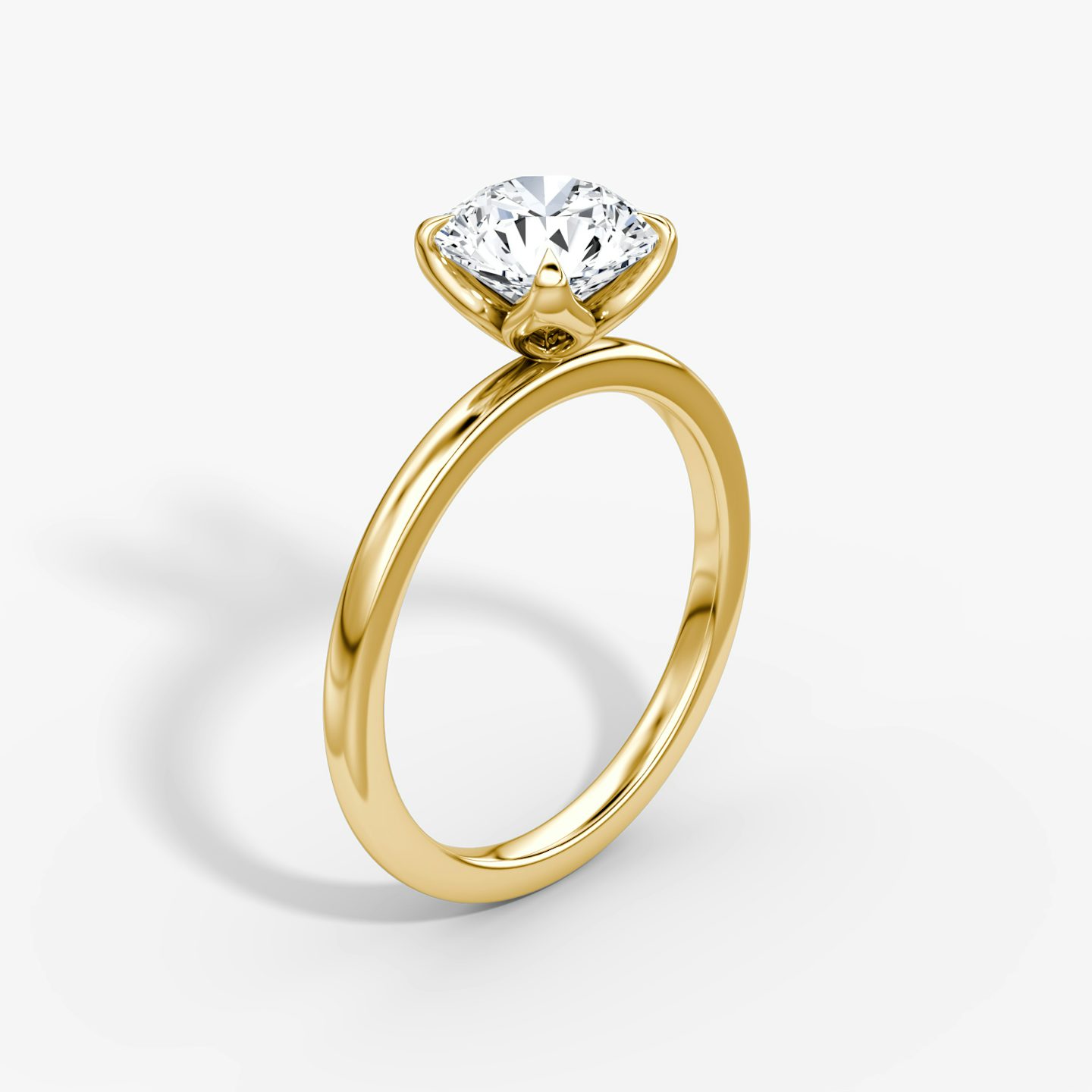 The Classic Petal | Round Brilliant | 18k | 18k Yellow Gold | Band: Plain | Carat weight: See full inventory | Diamond orientation: vertical