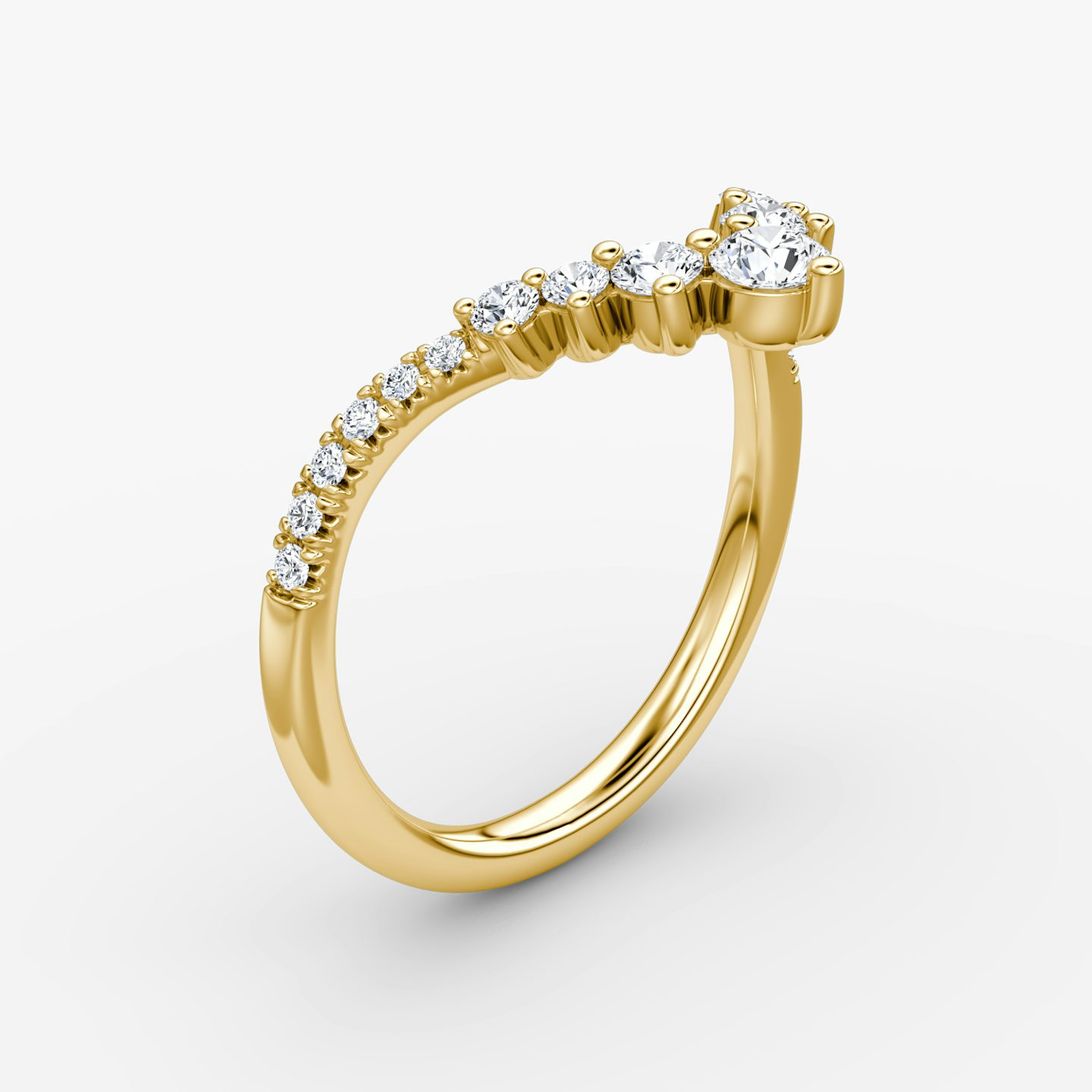 The Dew Drop Crown Band | Round Brilliant | 18k | 18k Yellow Gold | Band: Pavé