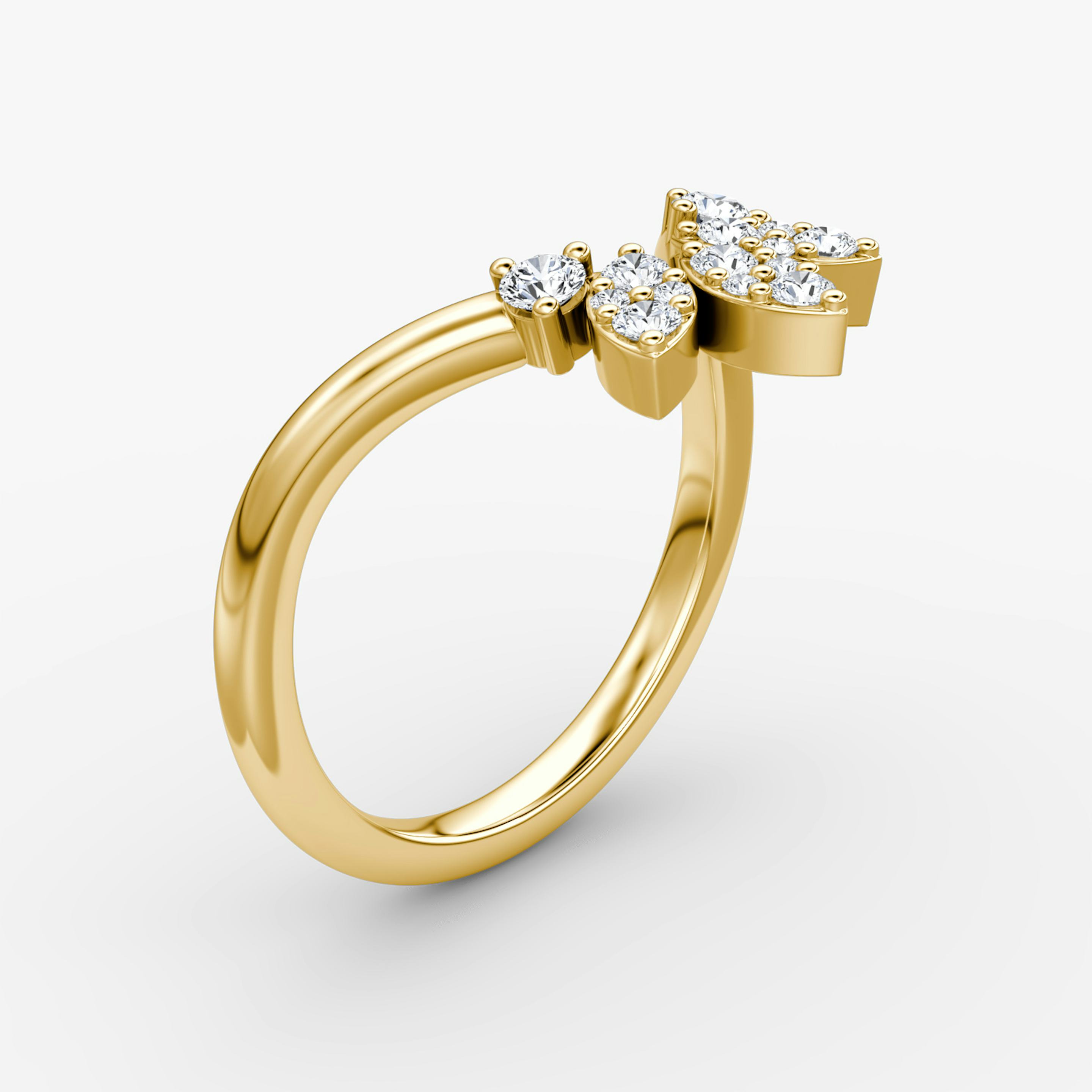 The Petal Crown Band | Round Brilliant | 18k | 18k Yellow Gold | Band: Plain