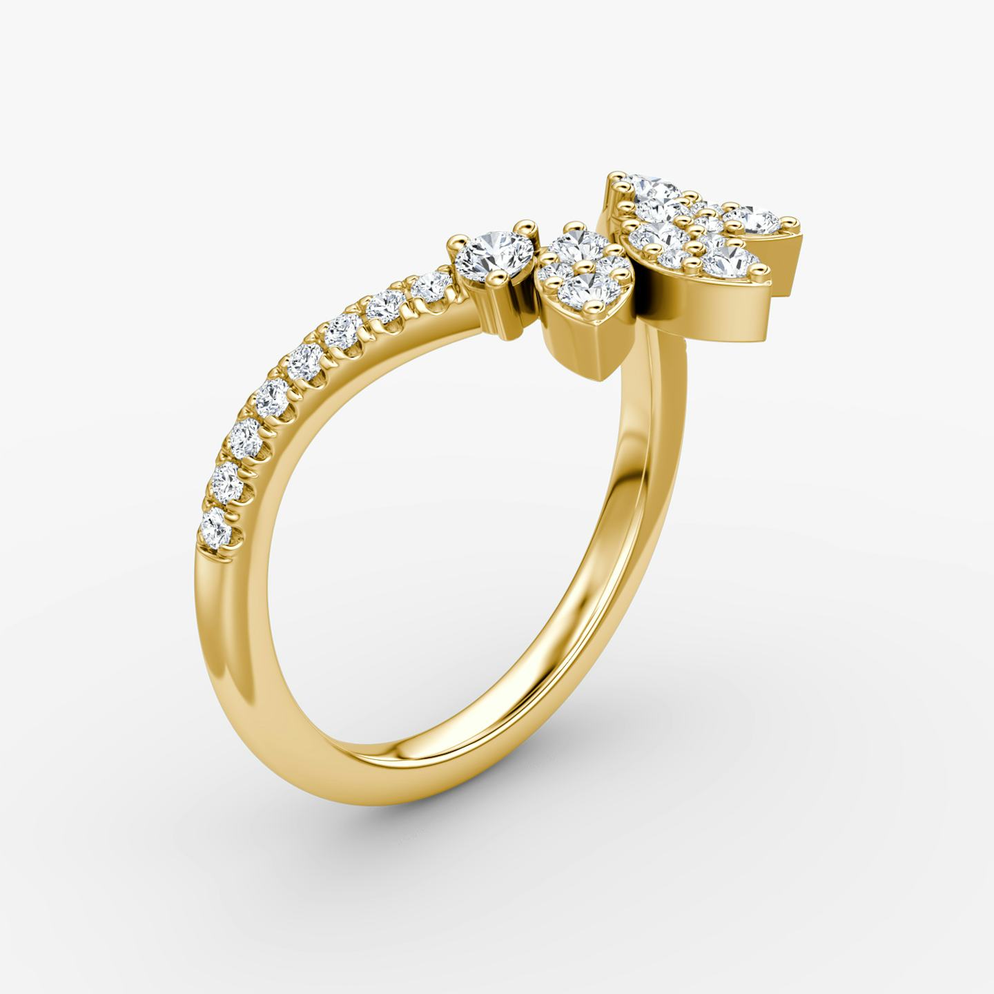 Petal Crown Ehering | Rund | 18k | 18k Gelbgold | Ring: Pavé