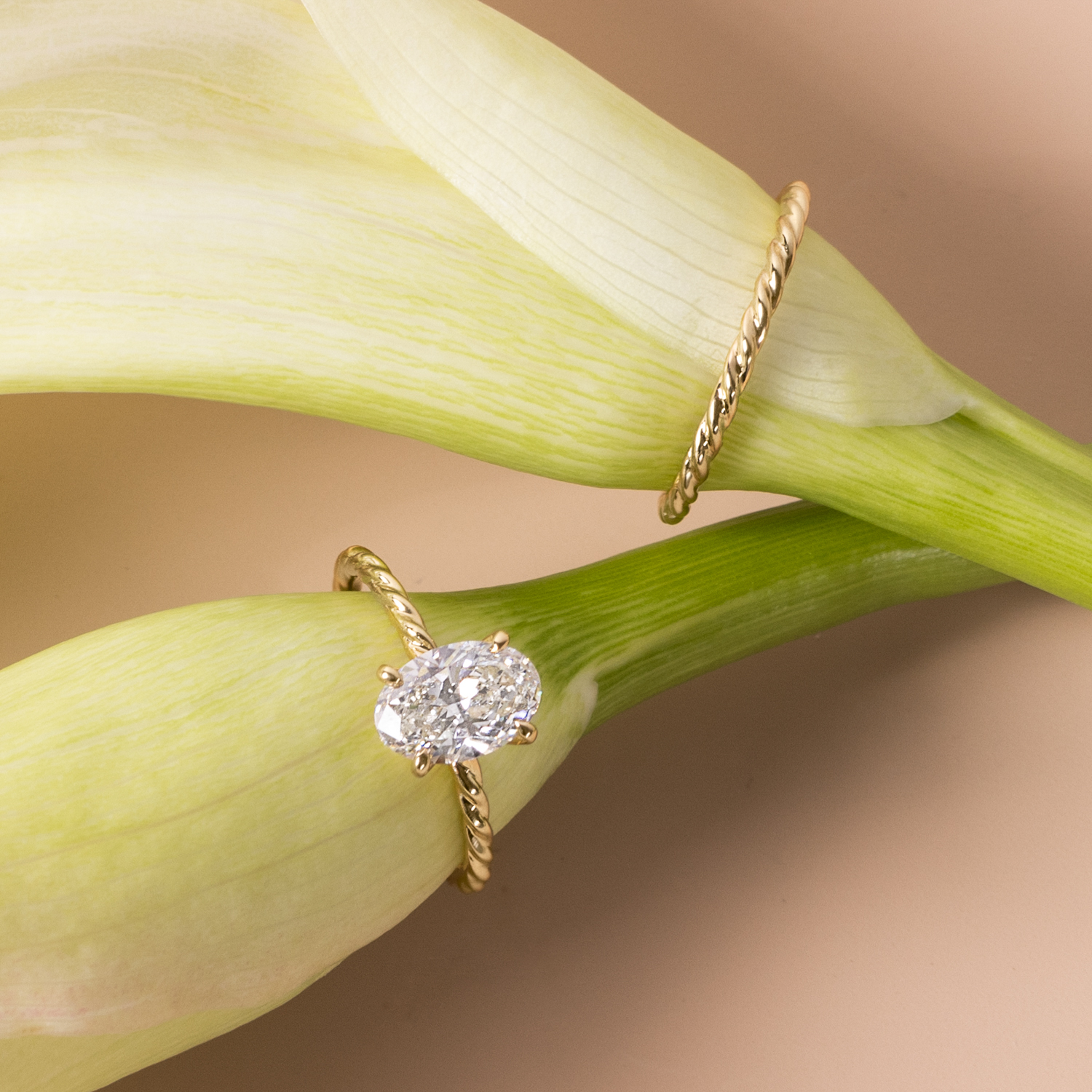 Gold rope engagement ring sale