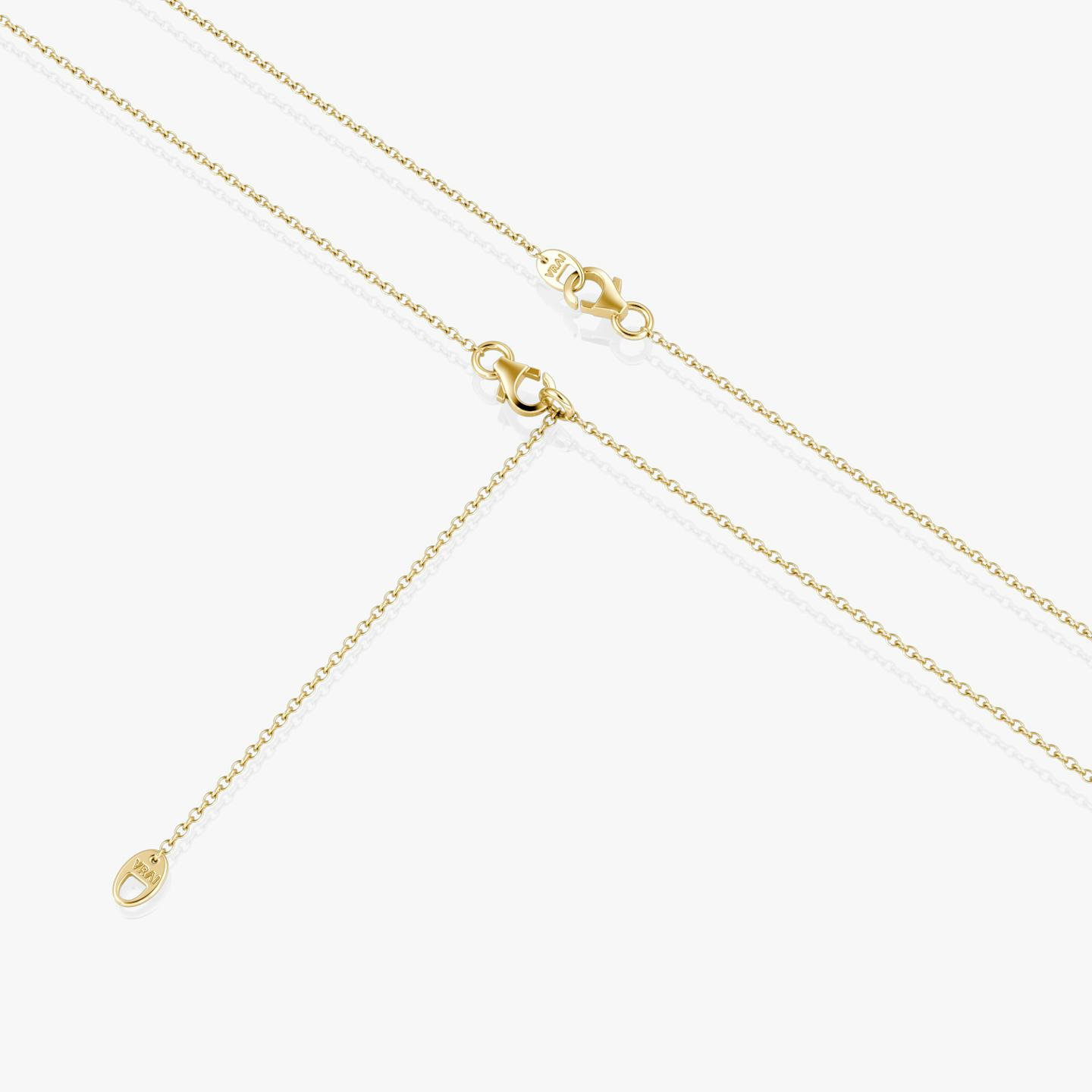 VRAI V Duo Lariat Necklace | Round Brilliant and Trillion | 14k | 18k Yellow Gold | Chain length: 16-18