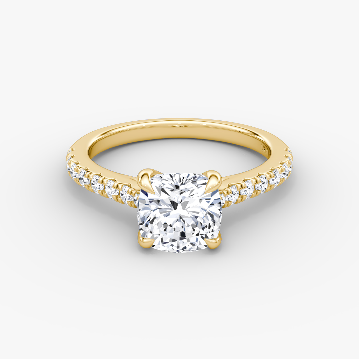 Trellis Cathedral Cushion Engagement Ring | 18k Yellow Gold