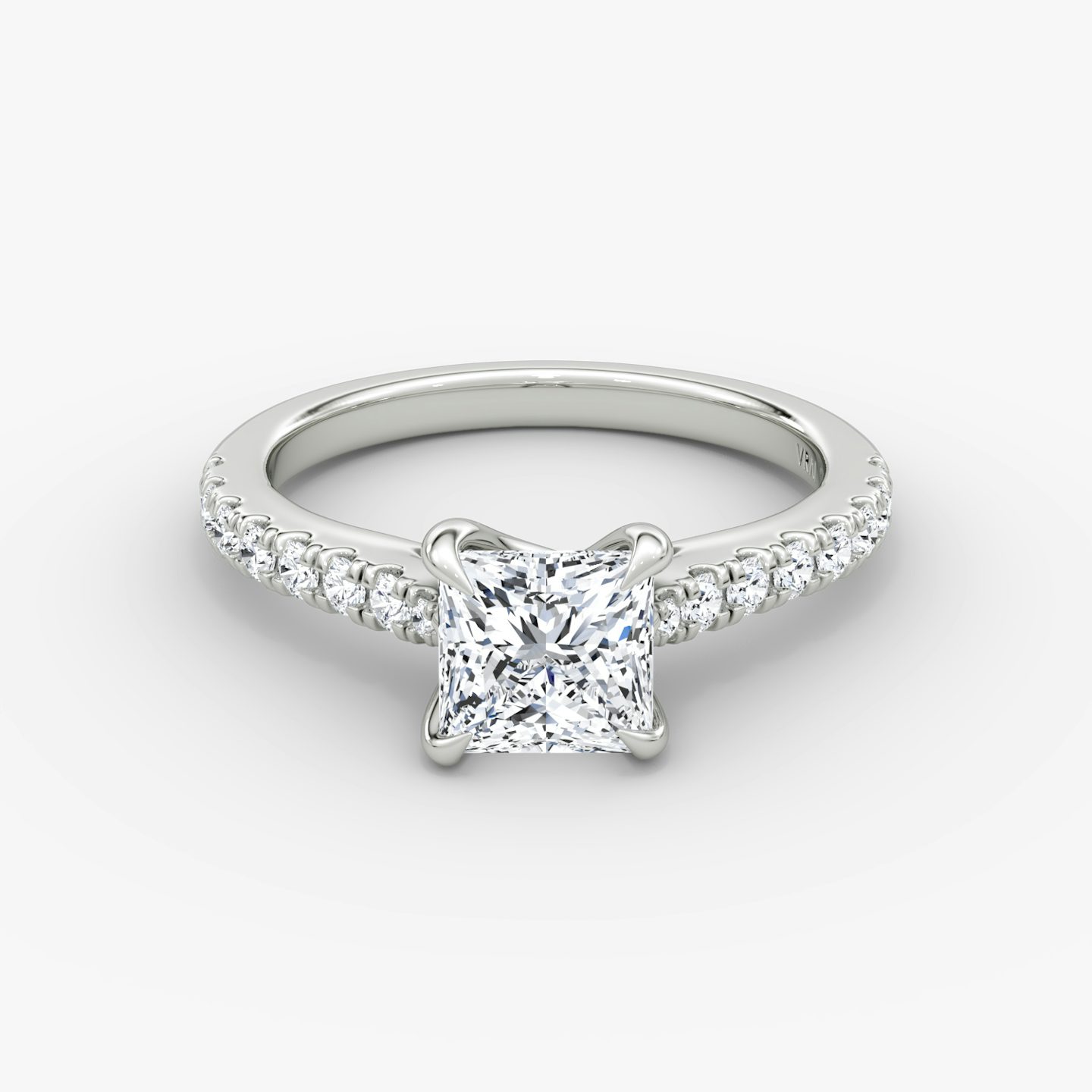 The Trellis Cathedral | Princess | Platinum | Band: Pavé | Diamond orientation: vertical | Carat weight: See full inventory