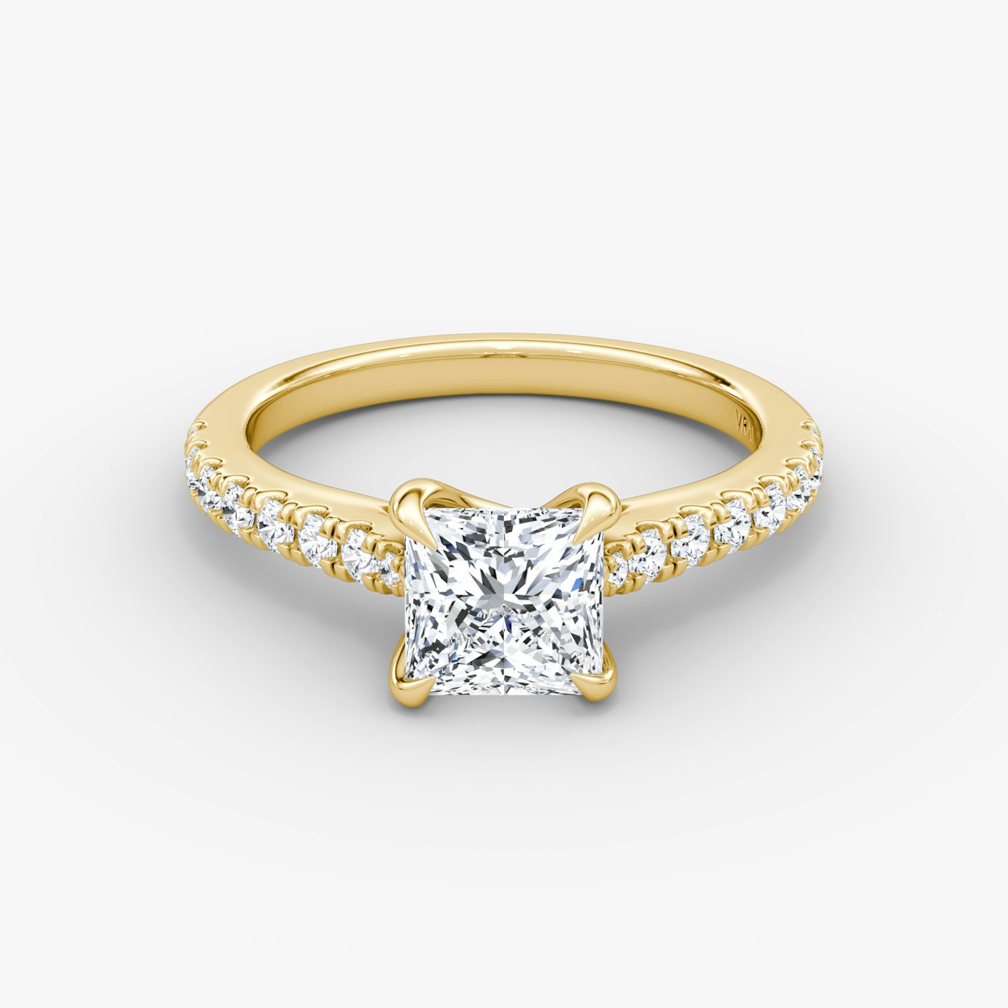 The Trellis Cathedral | Princess | 18k | 18k Yellow Gold | Band: Pavé | Diamond orientation: vertical | Carat weight: See full inventory
