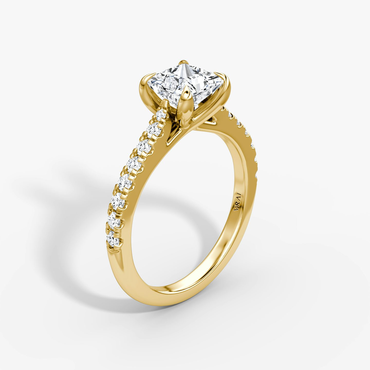 The Trellis Cathedral | Princess | 18k | 18k Yellow Gold | Band: Pavé | Diamond orientation: vertical | Carat weight: See full inventory