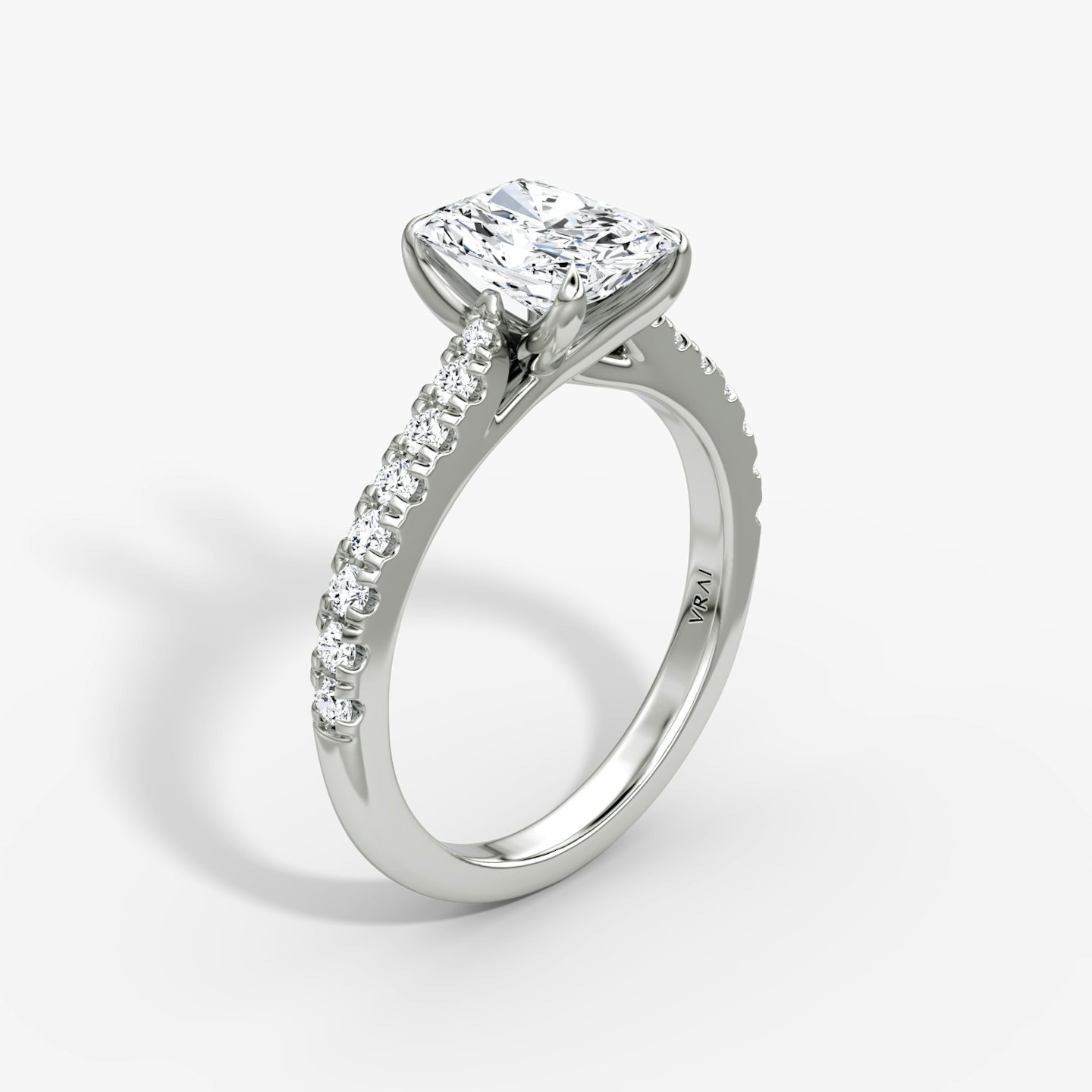 The Trellis Cathedral | Radiant | Platinum | Band: Pavé | Diamond orientation: vertical | Carat weight: See full inventory