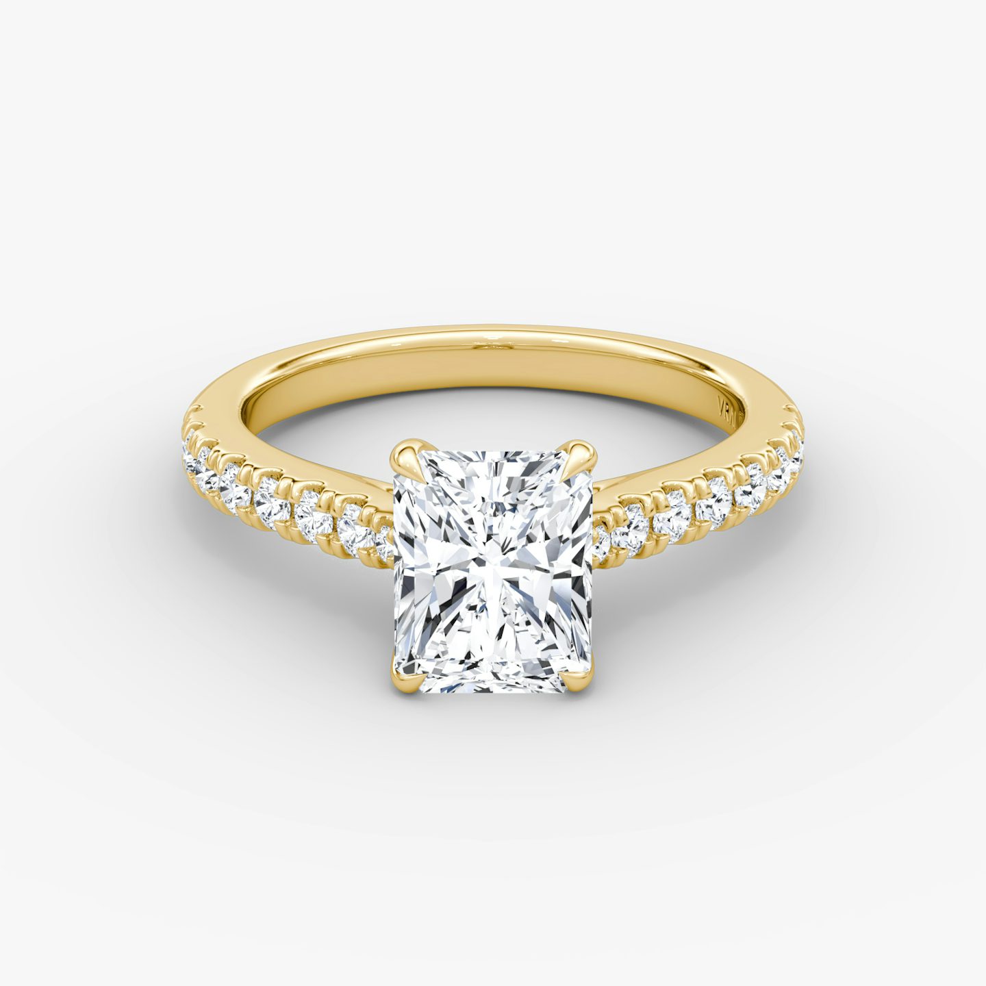 The Trellis Cathedral | Radiant | 18k | 18k Yellow Gold | Band: Pavé | Diamond orientation: vertical | Carat weight: See full inventory