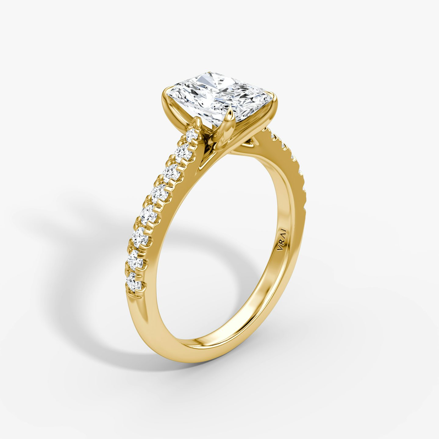 The Trellis Cathedral | Radiant | 18k | 18k Yellow Gold | Band: Pavé | Diamond orientation: vertical | Carat weight: See full inventory