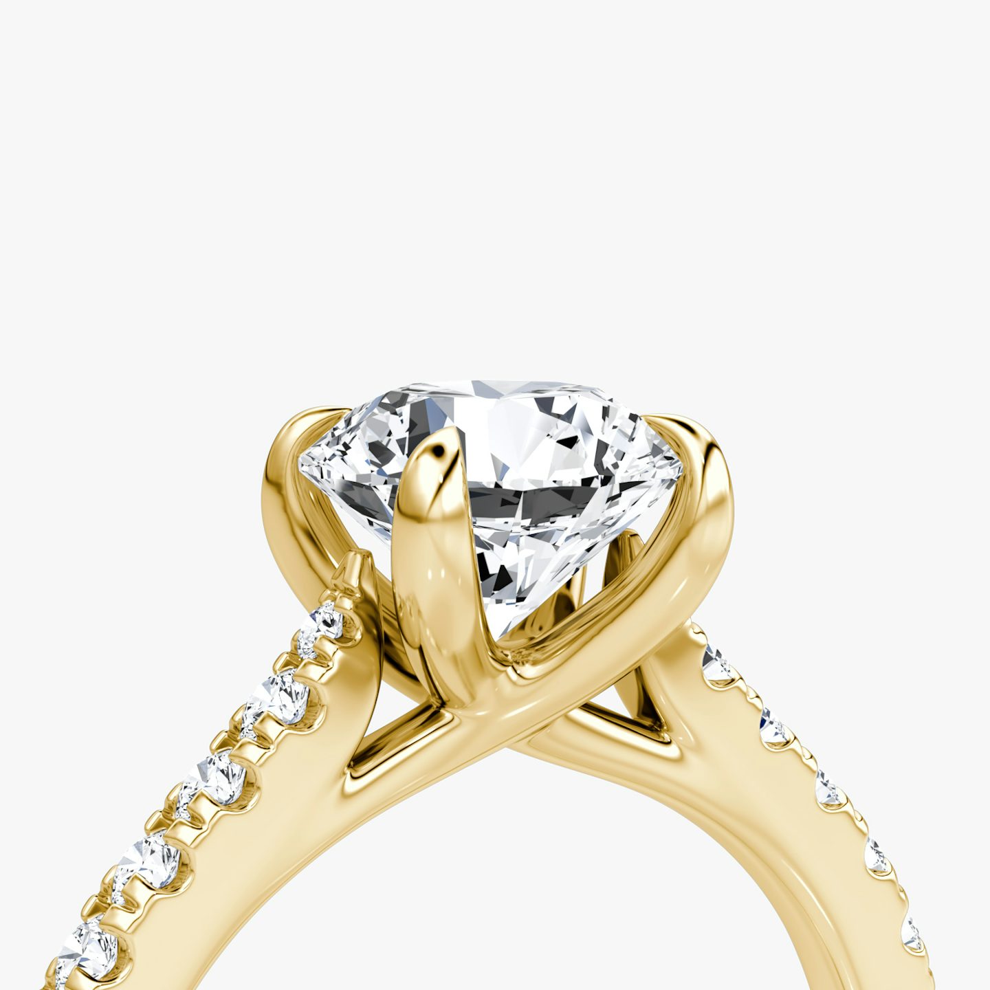 The Trellis Cathedral | Round Brilliant | 18k | 18k Yellow Gold | Band: Pavé | Carat weight: See full inventory | Diamond orientation: vertical