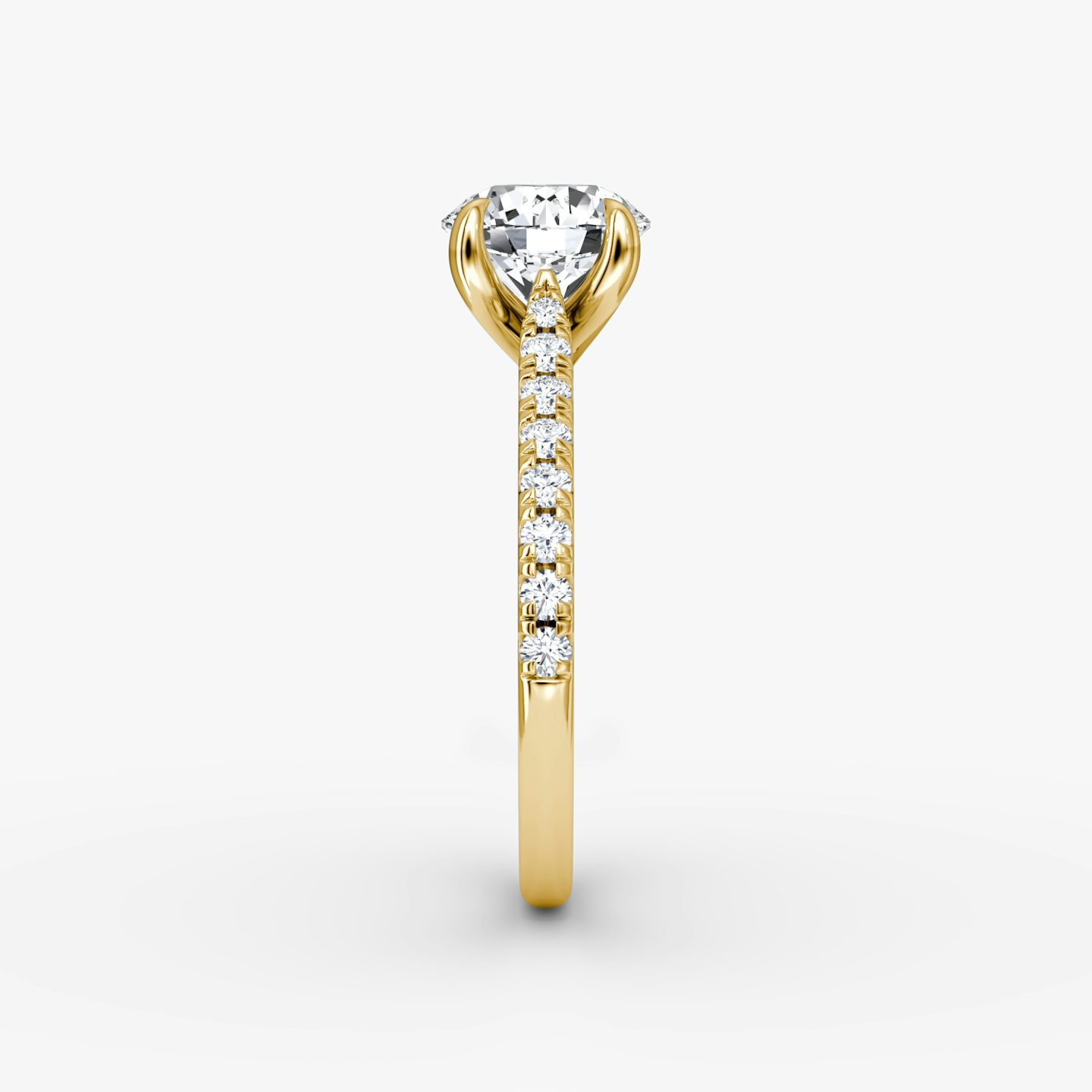 The Trellis Cathedral | Round Brilliant | 18k | 18k Yellow Gold | Band: Pavé | Carat weight: See full inventory | Diamond orientation: vertical