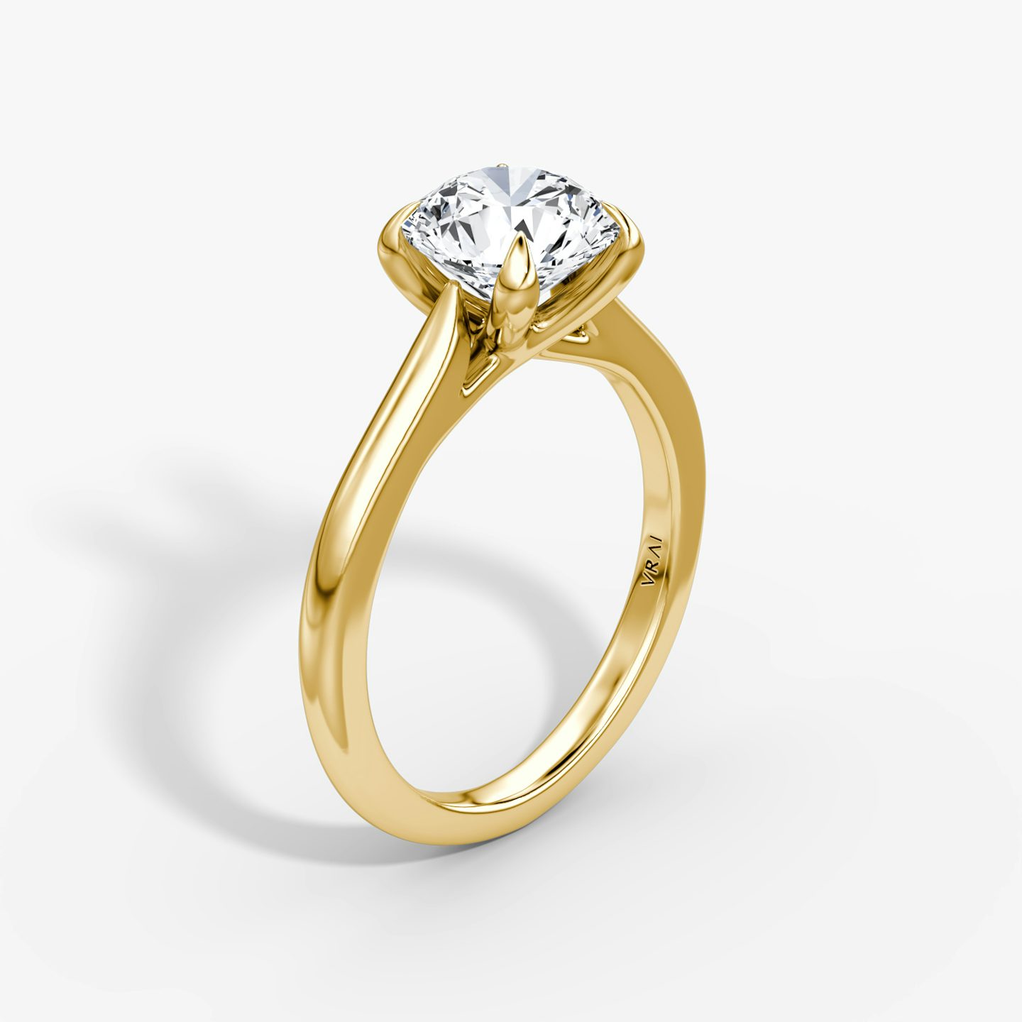 The Trellis Cathedral | Round Brilliant | 18k | 18k Yellow Gold | Band: Plain | Carat weight: See full inventory | Diamond orientation: vertical