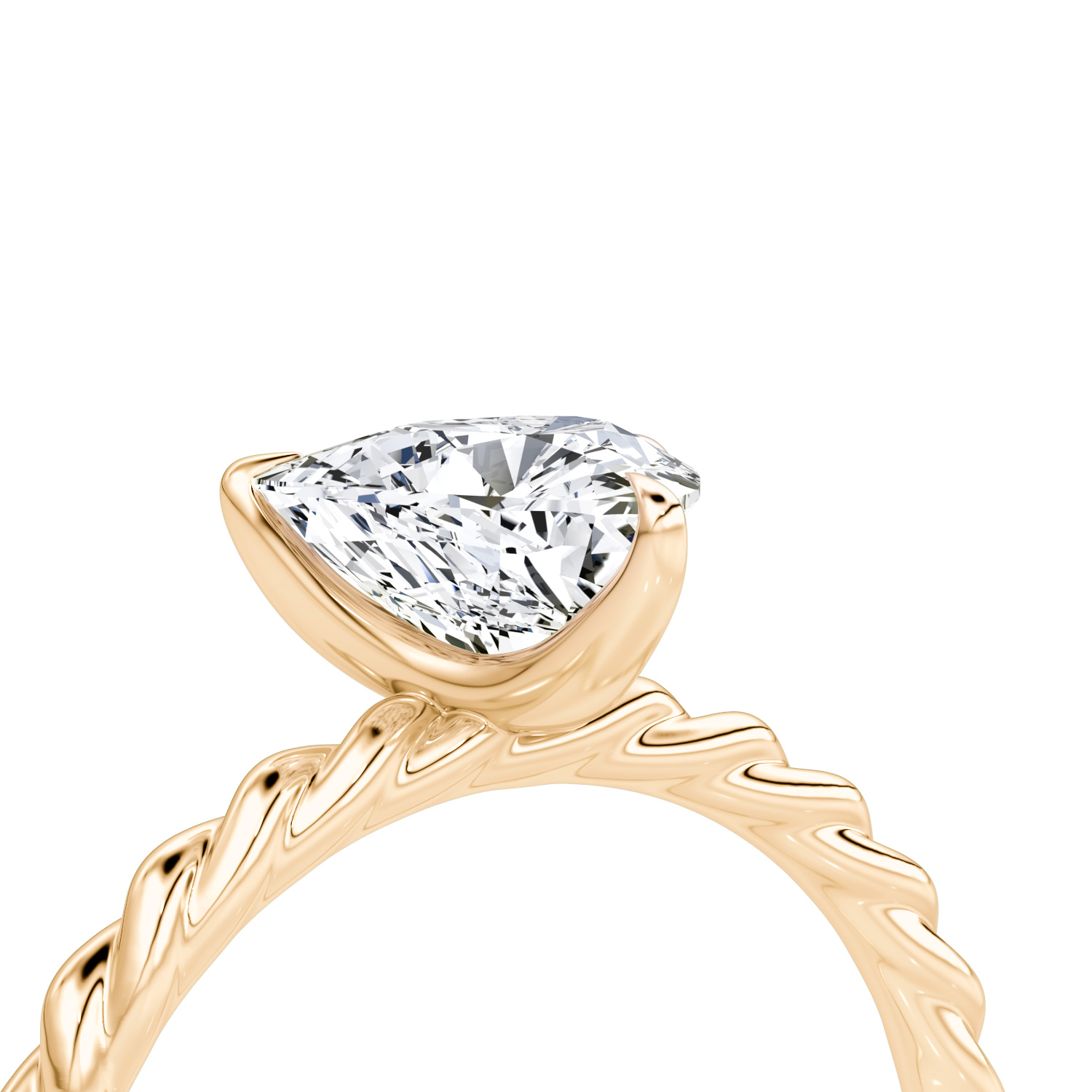 My Love Bridal Set Diamond Ring and 14k Gold Rope Wedding Band 5mm