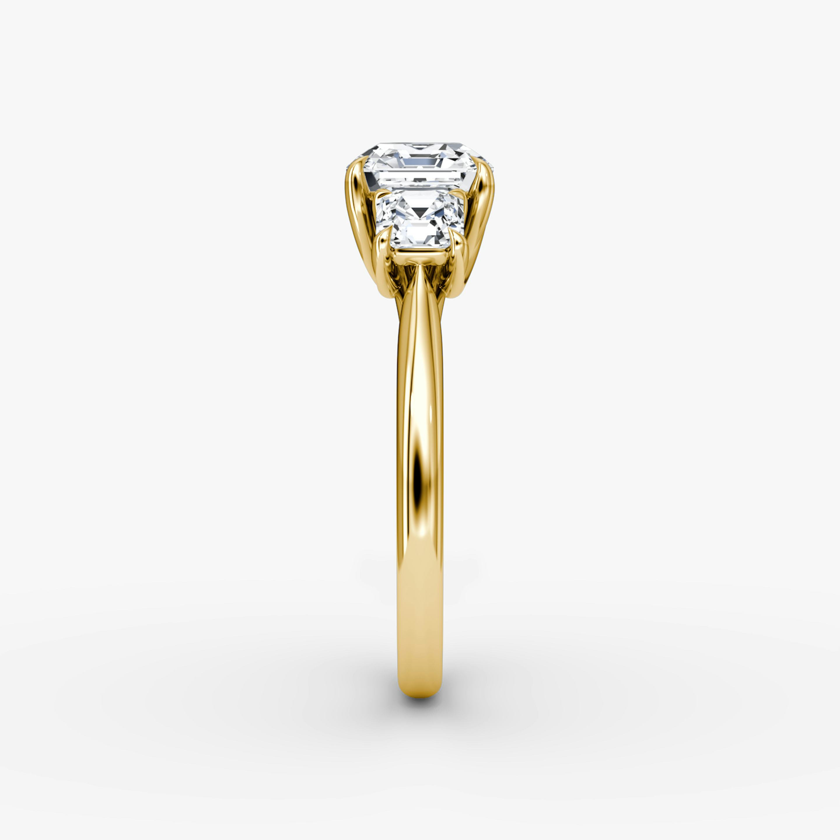 The Trellis Three Stone | Asscher | 18k | 18k Yellow Gold | Band: Plain | Diamond orientation: vertical | Carat weight: See full inventory