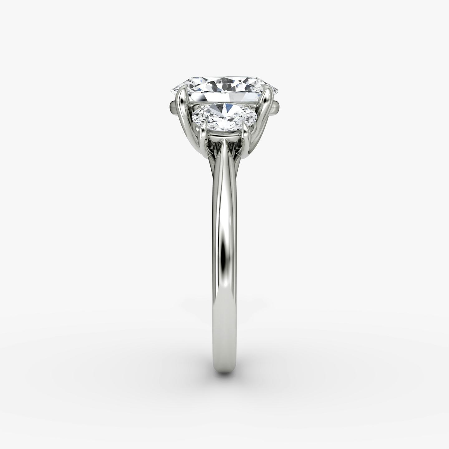 The Trellis Three Stone | Oval | 18k | 18k White Gold | Band: Plain | Diamond orientation: vertical | Carat weight: See full inventory