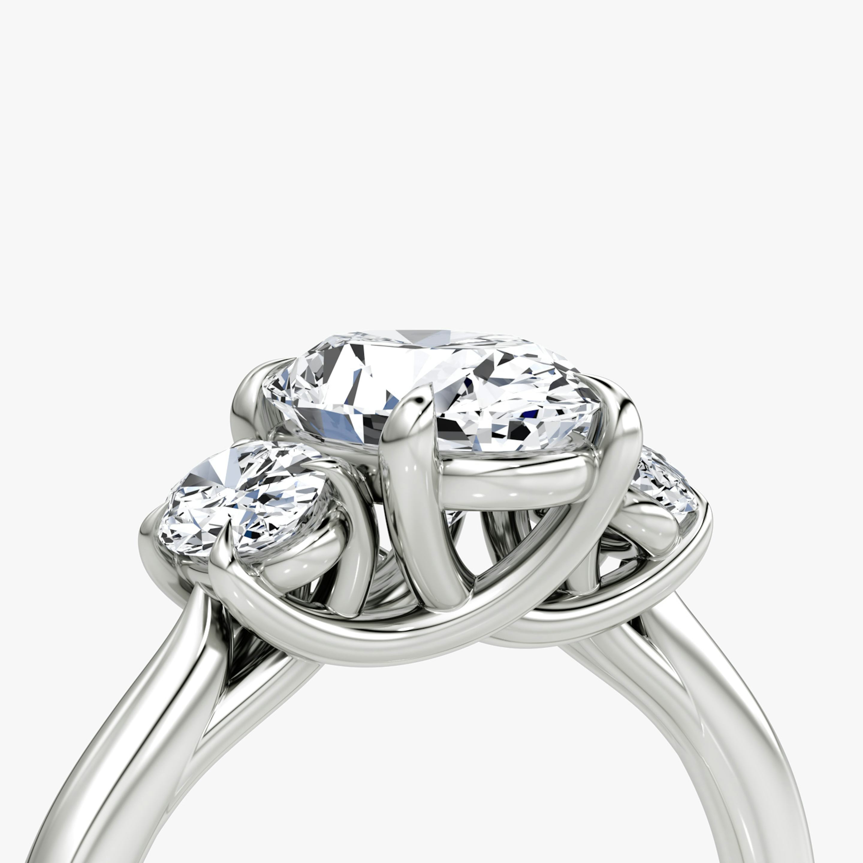 The Trellis Three Stone | Oval | 18k | 18k White Gold | Band: Plain | Diamond orientation: vertical | Carat weight: See full inventory