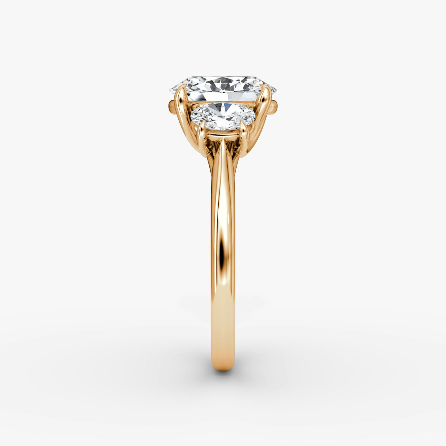 The Trellis Three Stone | Oval | 14k | 14k Rose Gold | Band: Plain | Diamond orientation: vertical | Carat weight: See full inventory