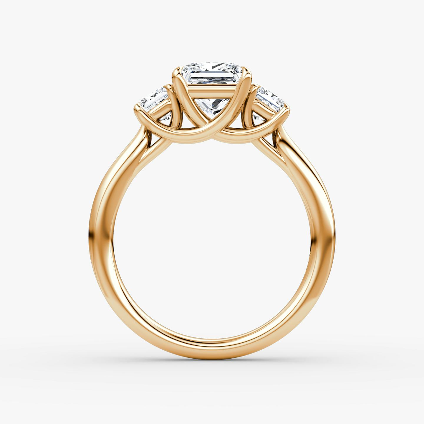 The Trellis Three Stone | Princess | 14k | 14k Rose Gold | Band: Plain | Diamond orientation: vertical | Carat weight: See full inventory