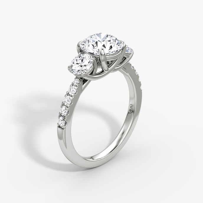 Bague de fiançailles Trellis Three StoneRond Brillant | Platinum