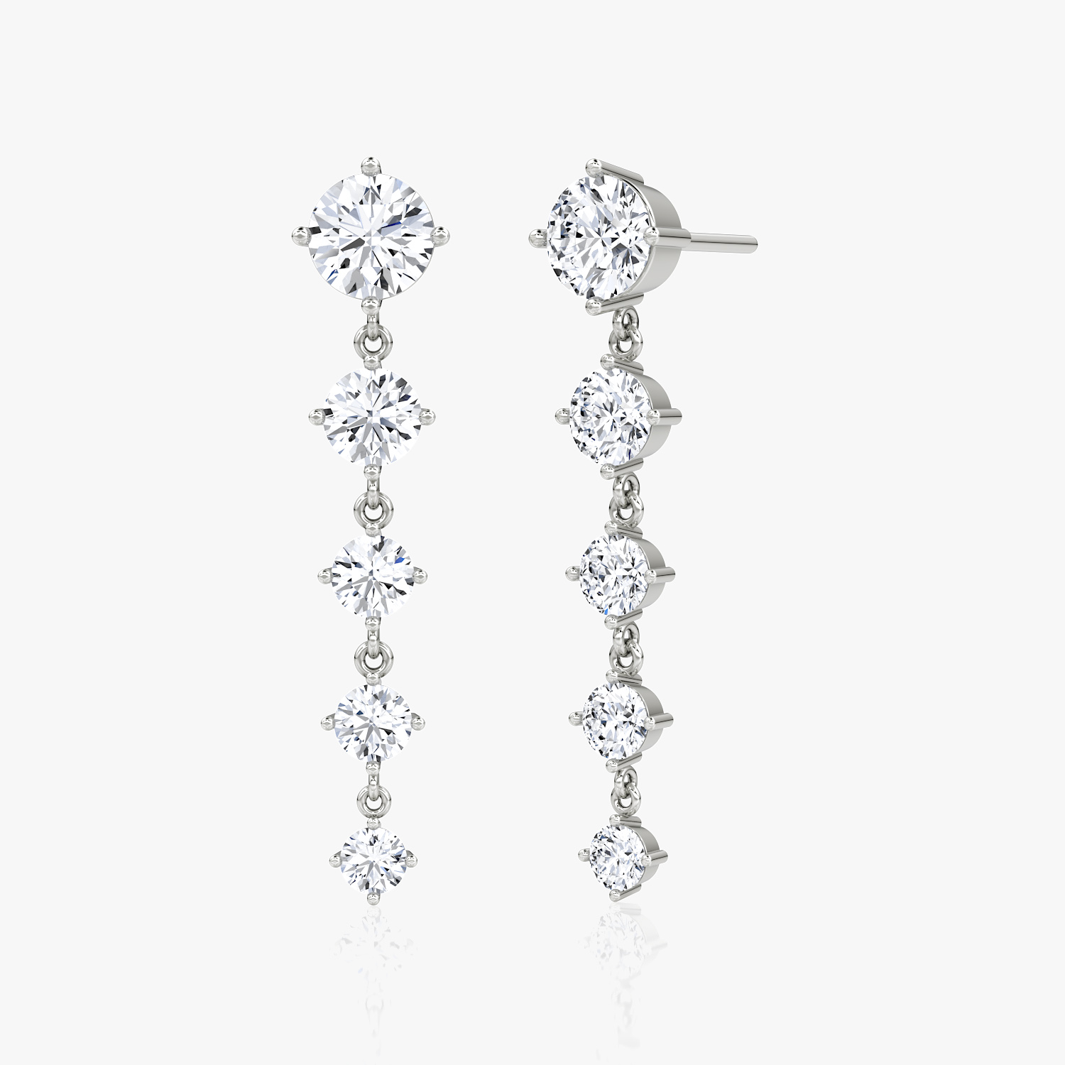 ★MIDNIGHT MOMENT.★ square one touch earring white Dramatic Drop Tennis Earring in White Gold | VRAI