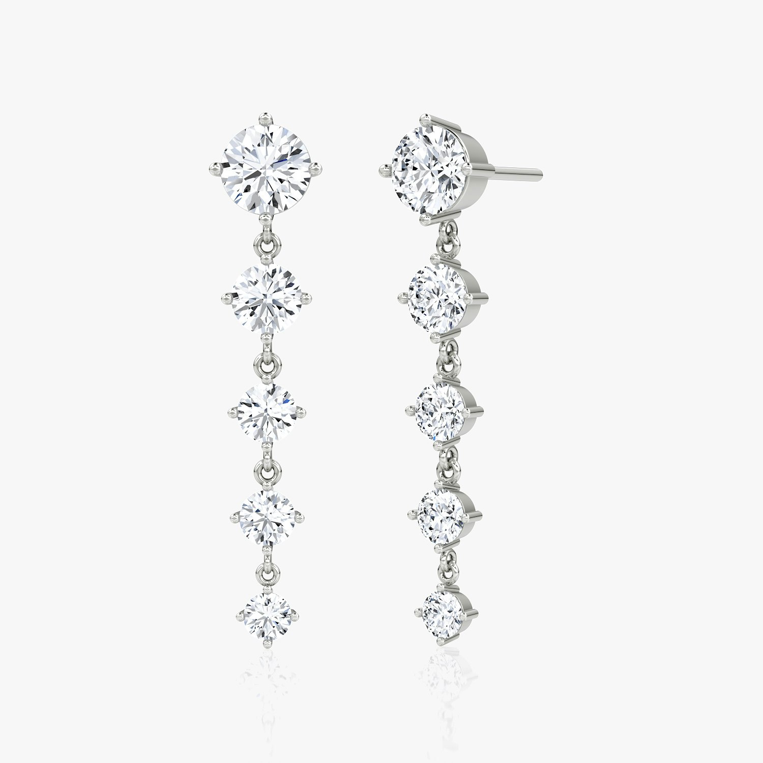 VRAI Dramatic Drop Tennis Round Brilliant Earrings | 14k White Gold