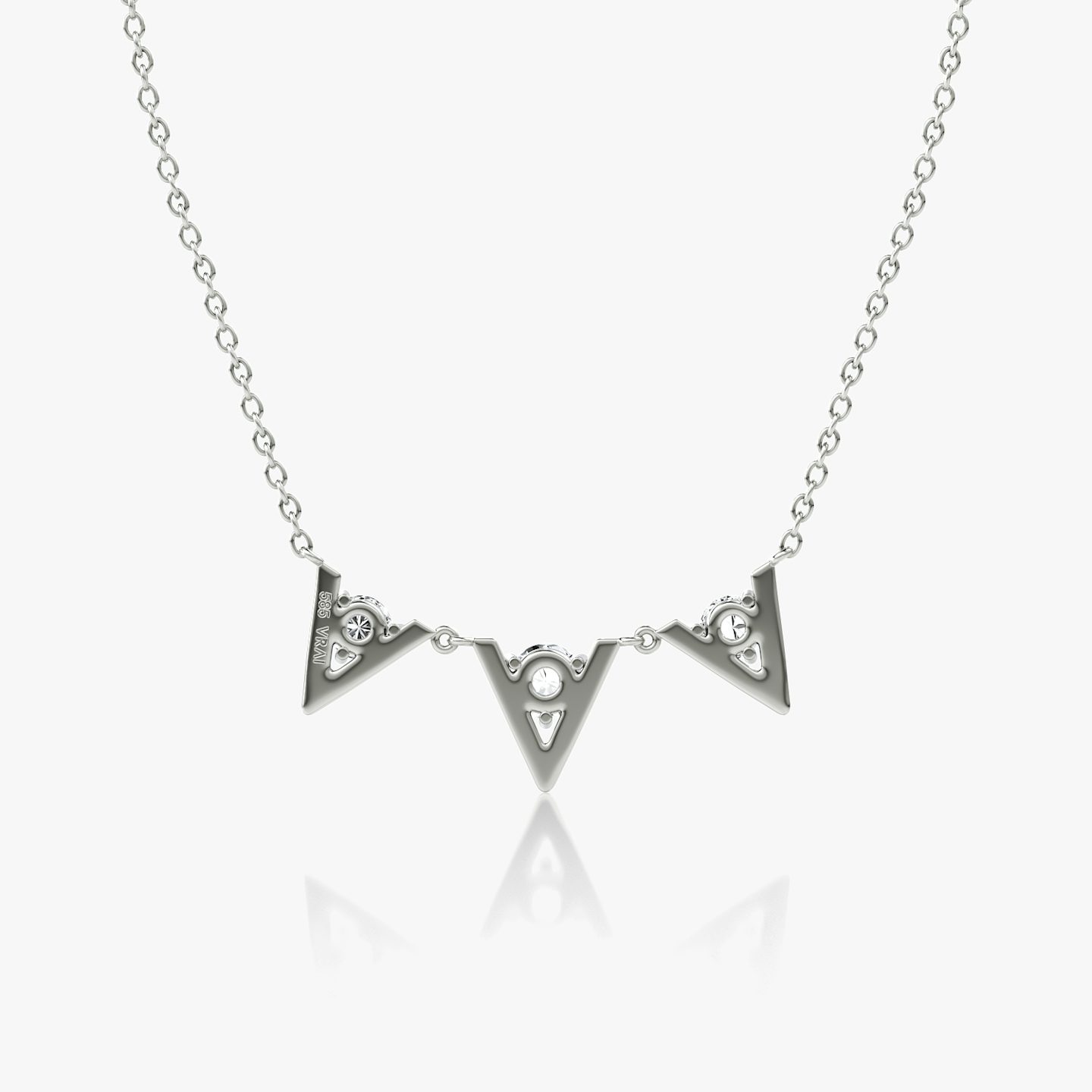 Collar VRAI V Arc | Brillante | 14k | Oro blanco de 18 quilates | Longitud de la cadena: 16-18 | Número de diamantes: 3