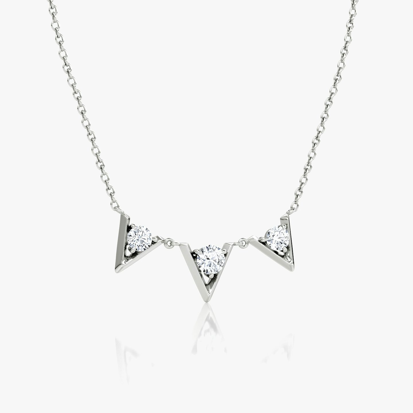 VRAI V Arc Necklace | Round Brilliant | 14k | 18k White Gold | Chain length: 16-18 | Diamond count: 3