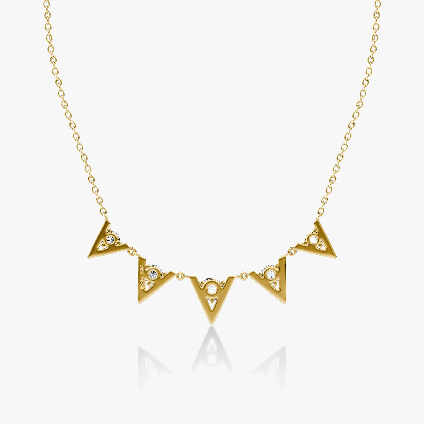 VRAI V Arc Necklace | Round Brilliant | 14k | 18k Yellow Gold | Chain length: 16-18 | Diamond count: 5