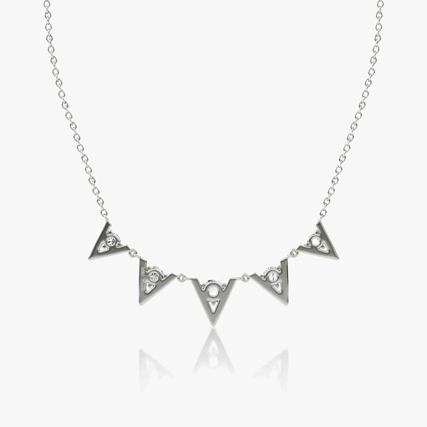 VRAI V Arc Necklace | Round Brilliant | 14k | 18k White Gold | Chain length: 16-18 | Diamond count: 5