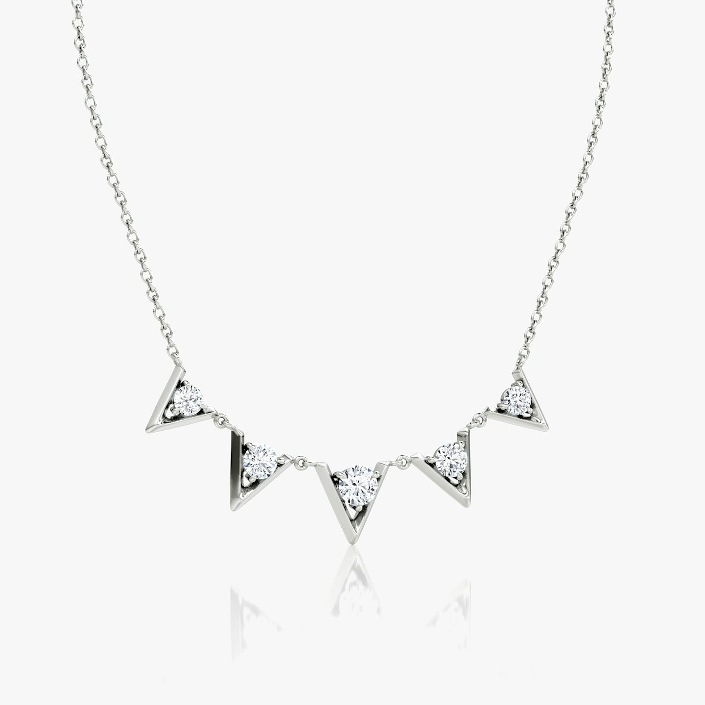 Collier VRAI V Arc | Rond Brillant | 14k | Or blanc 18 carats | Longueur de la chaîne: 16-18 | Nombre de diamants: 5