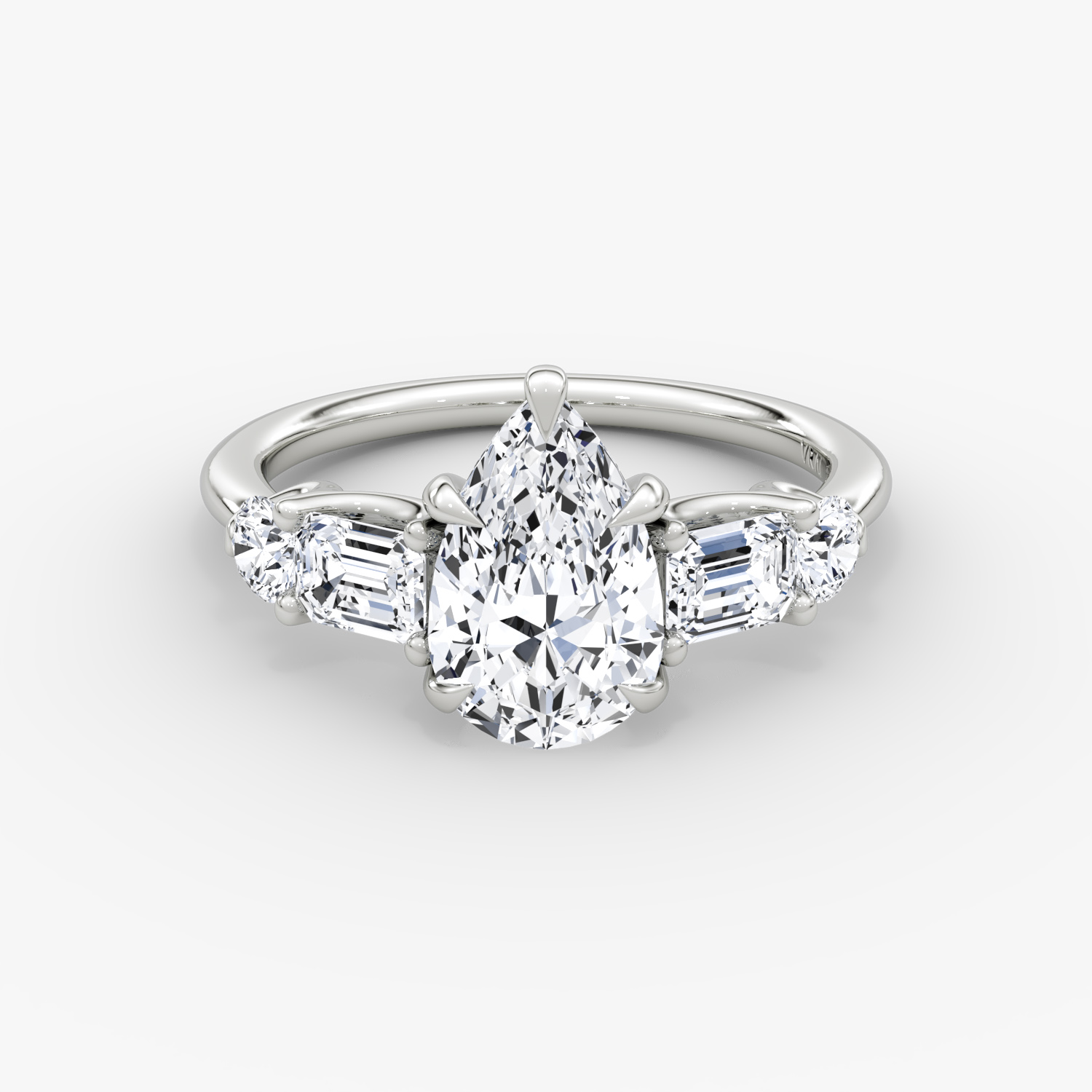 Mixed Shape Pear Engagement Ring | 18k White Gold