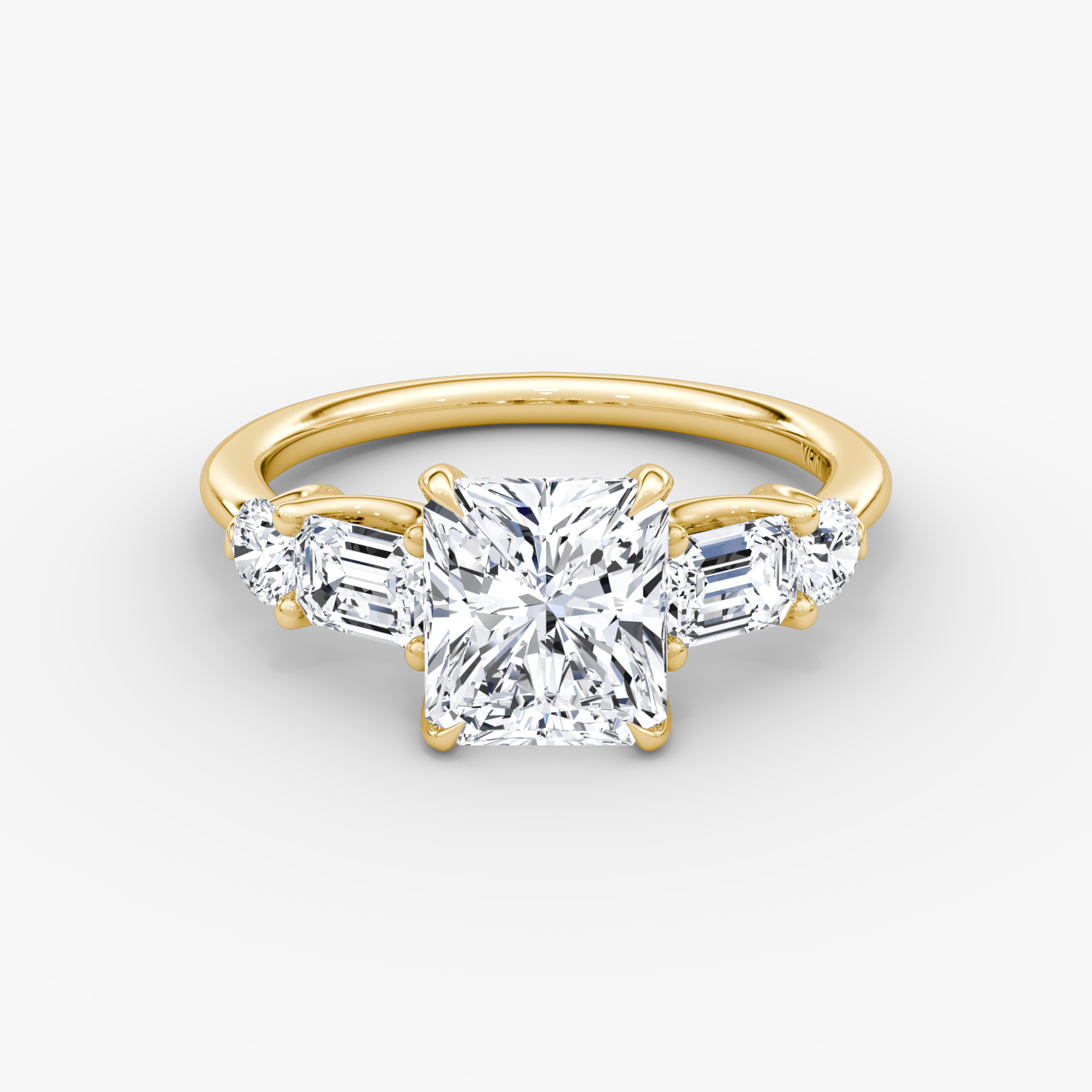 Mixed Shape Radiant Engagement Ring | 18k Yellow Gold