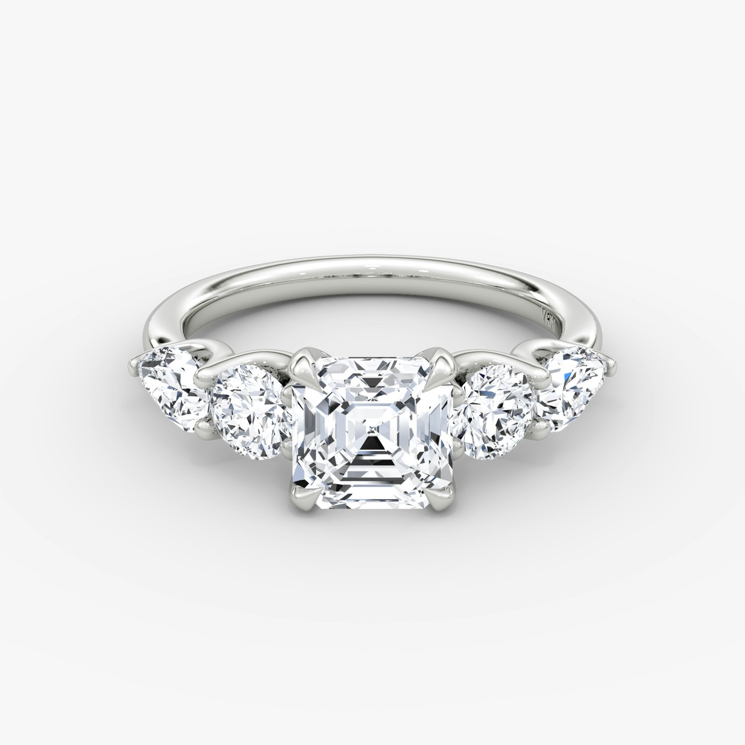 Mixed Shape Asscher Engagement Ring | 18k White Gold