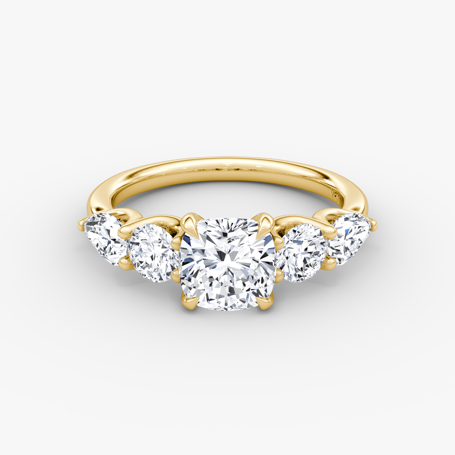 Mixed Shape Cushion Engagement Ring | 18k Yellow Gold