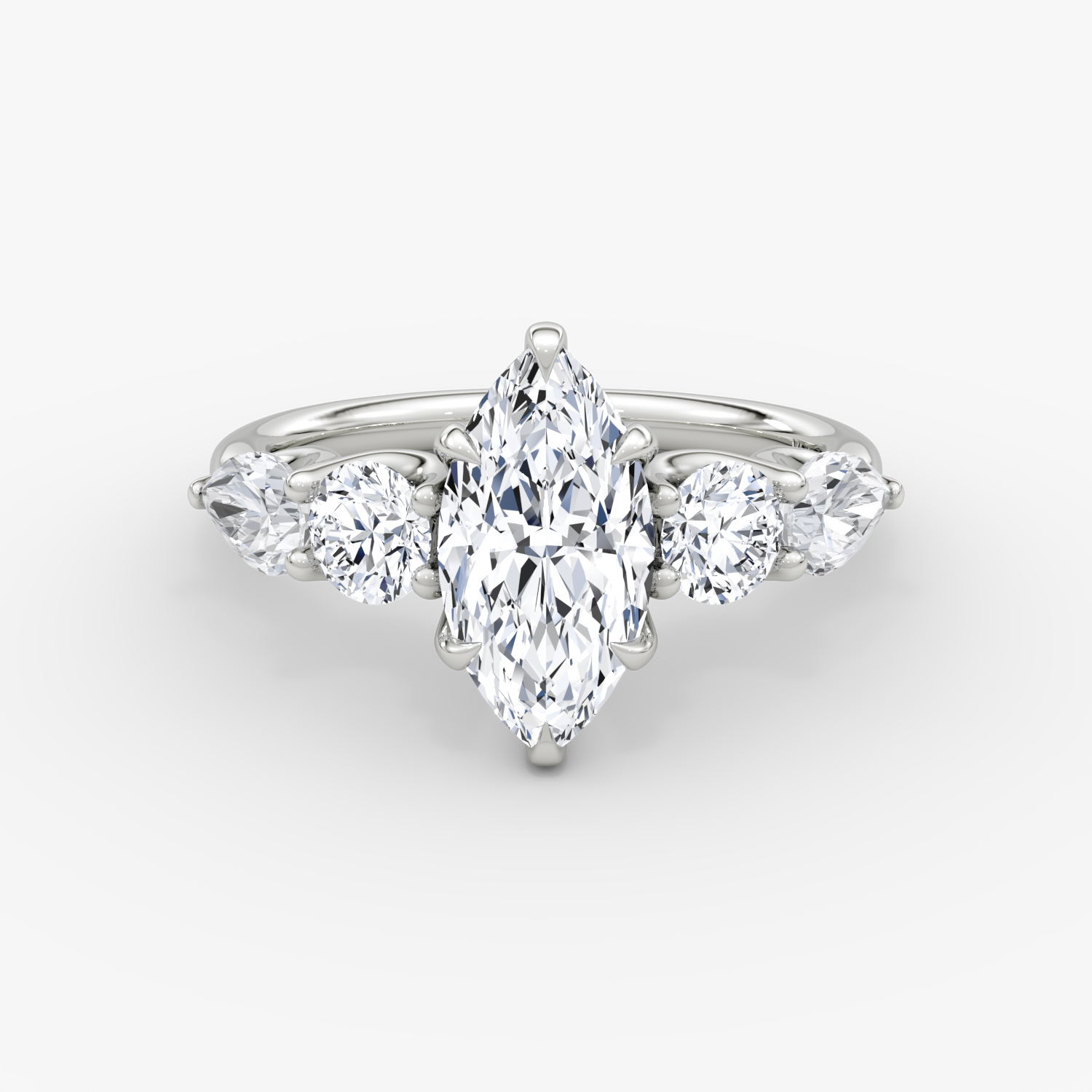Platinum Marquise Mixed Shape Ring