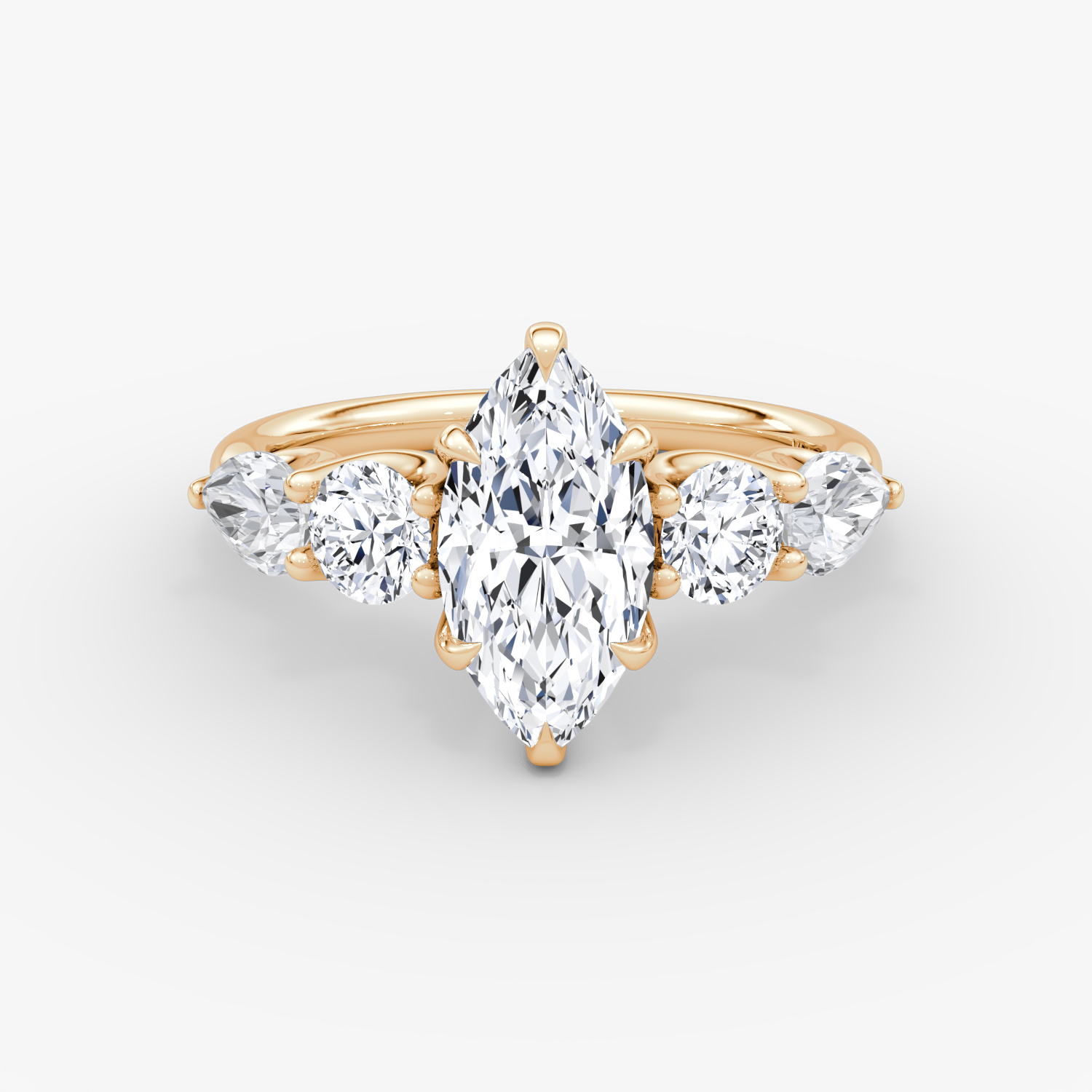 Mixed Shape Marquise Engagement Ring | 14k Rose Gold