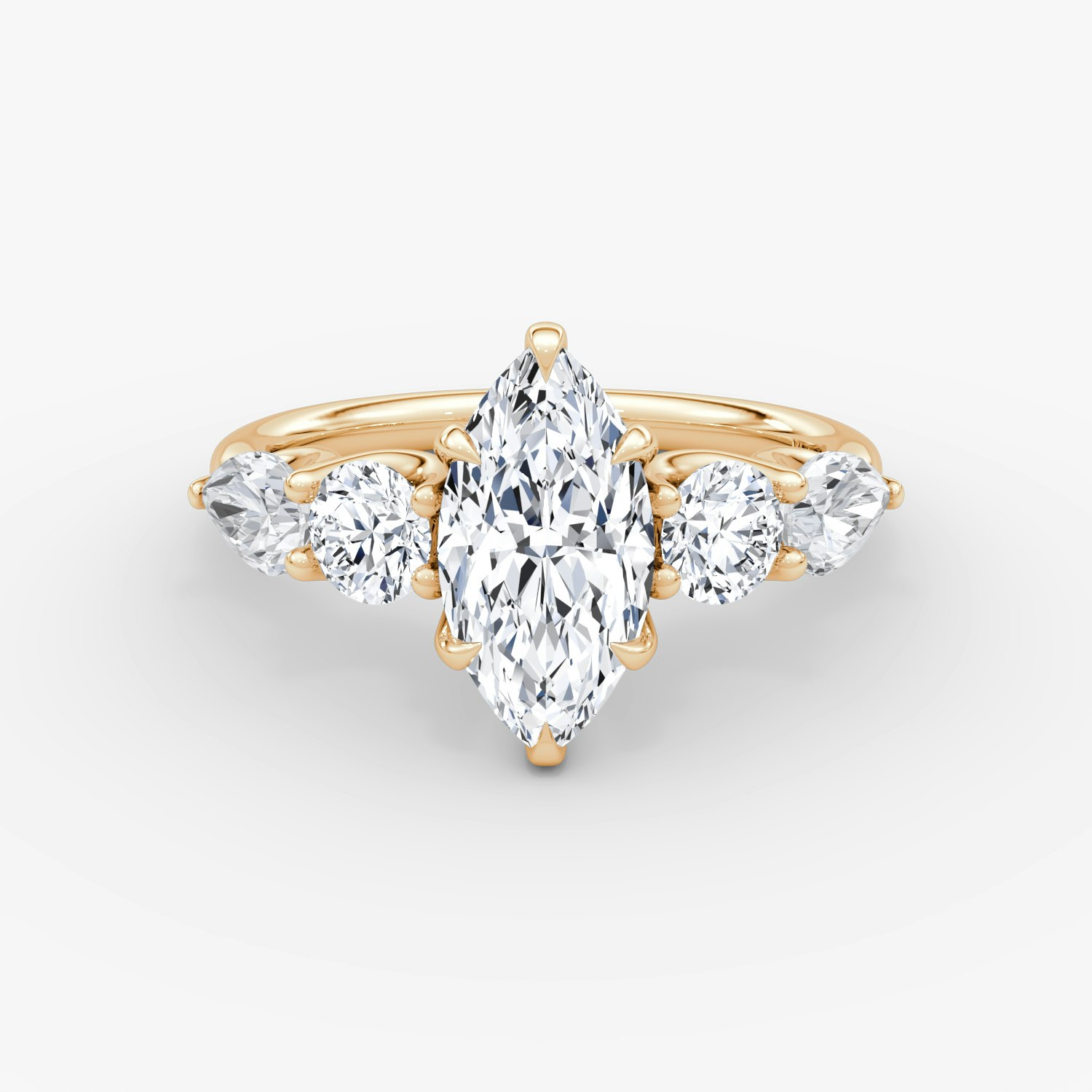 Mixed Shape Marquise Engagement Ring | 14k Rose Gold