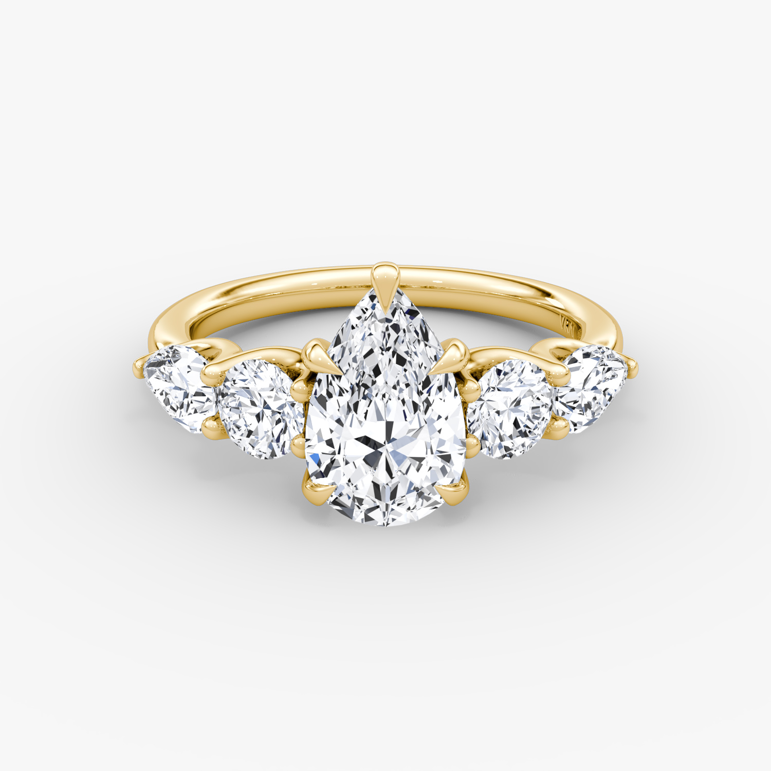 Mixed Shape Pear Engagement Ring | 18k Yellow Gold