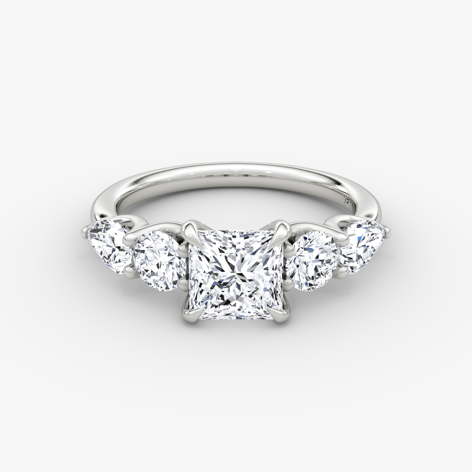 Mixed Shape Princess Engagement Ring | 18k White Gold
