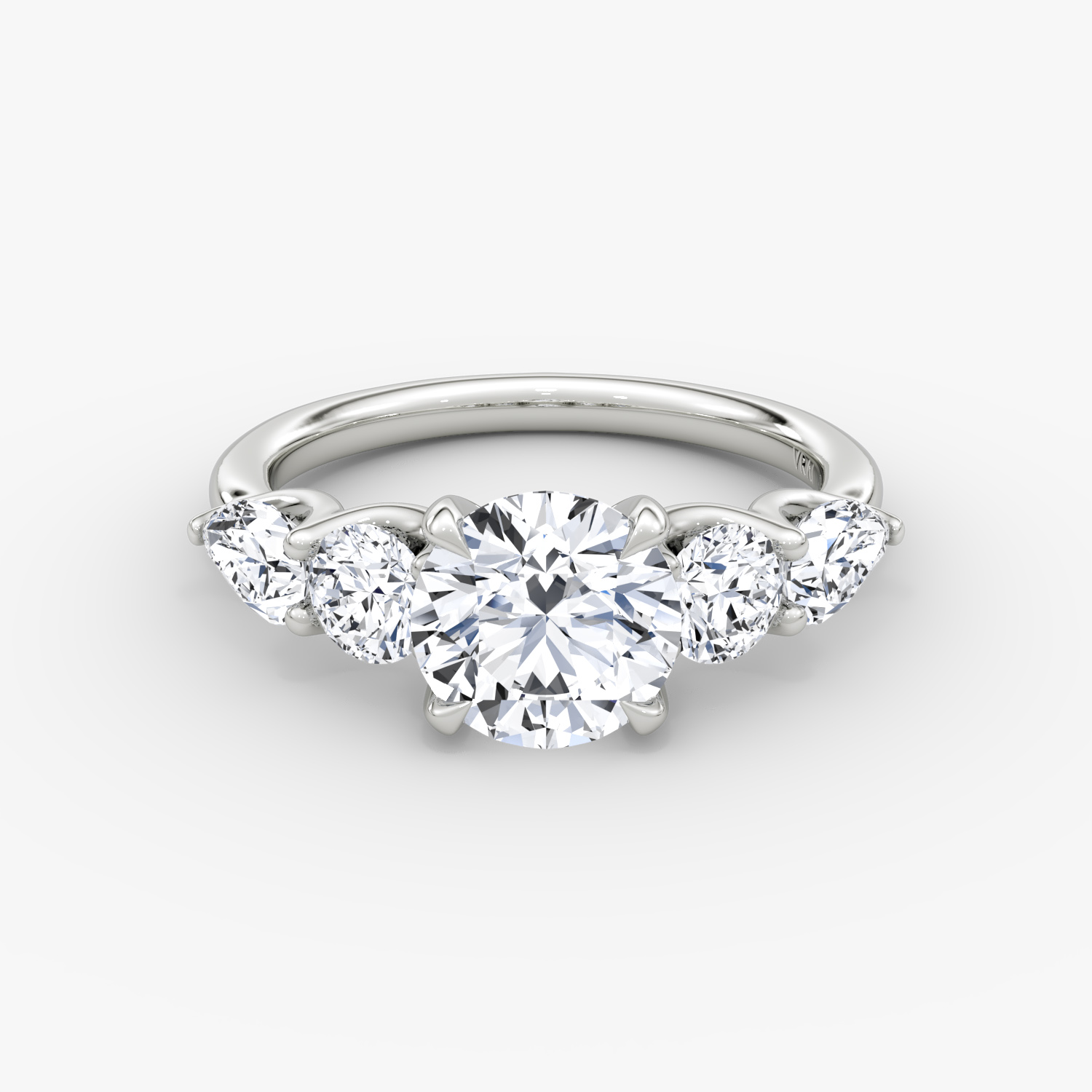 Mixed Shape Round Brilliant Engagement Ring | 18k White Gold
