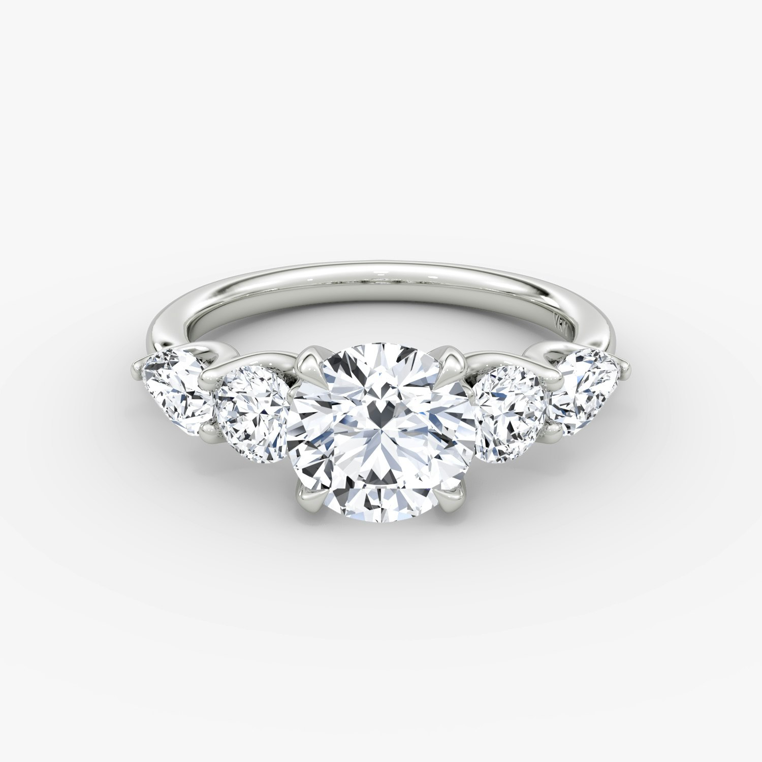 Mixed Shape Round Brilliant Engagement Ring | 18k White Gold