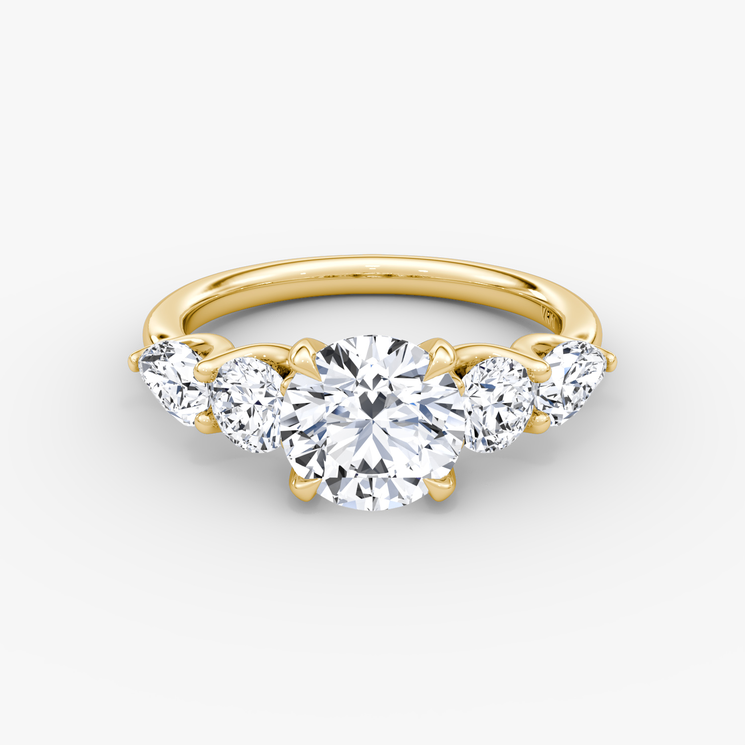 Mixed Shape Round Brilliant Engagement Ring | 18k Yellow Gold